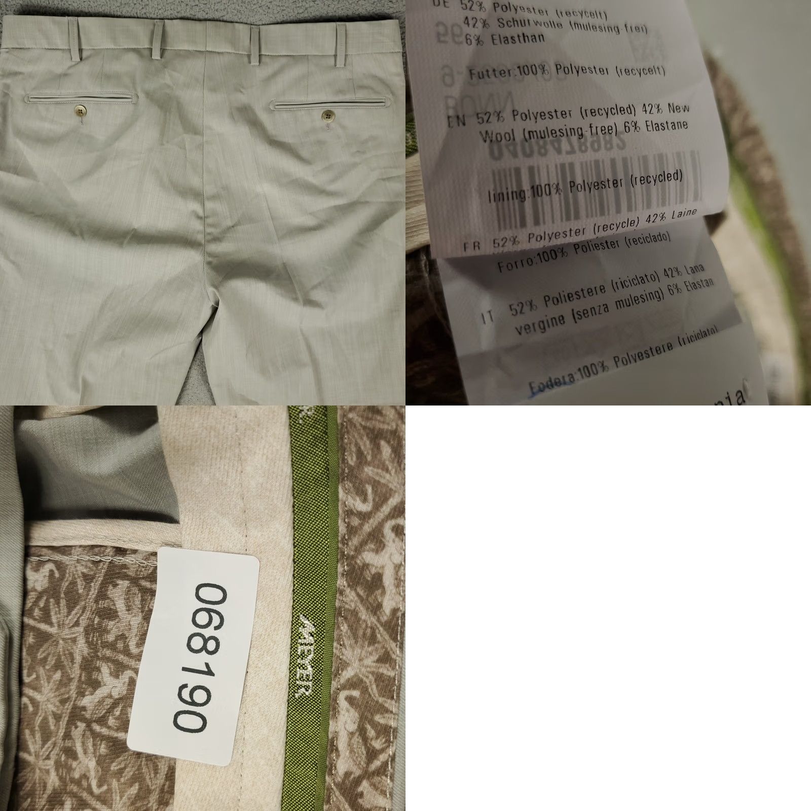 Vintage Meyer Pants Mens 39x30 Gray Dress Slacks Flat Front Chino Trousers Size US 39 - 8 Thumbnail