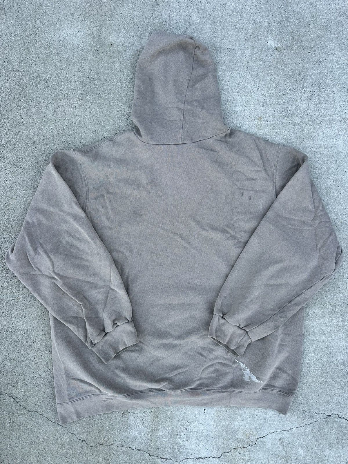 Nike × Vintage Vintage Y2K Nike Center Swoosh Hoodie Beige STAINS XXL Size US XXL / EU 58 / 5 - 4 Thumbnail