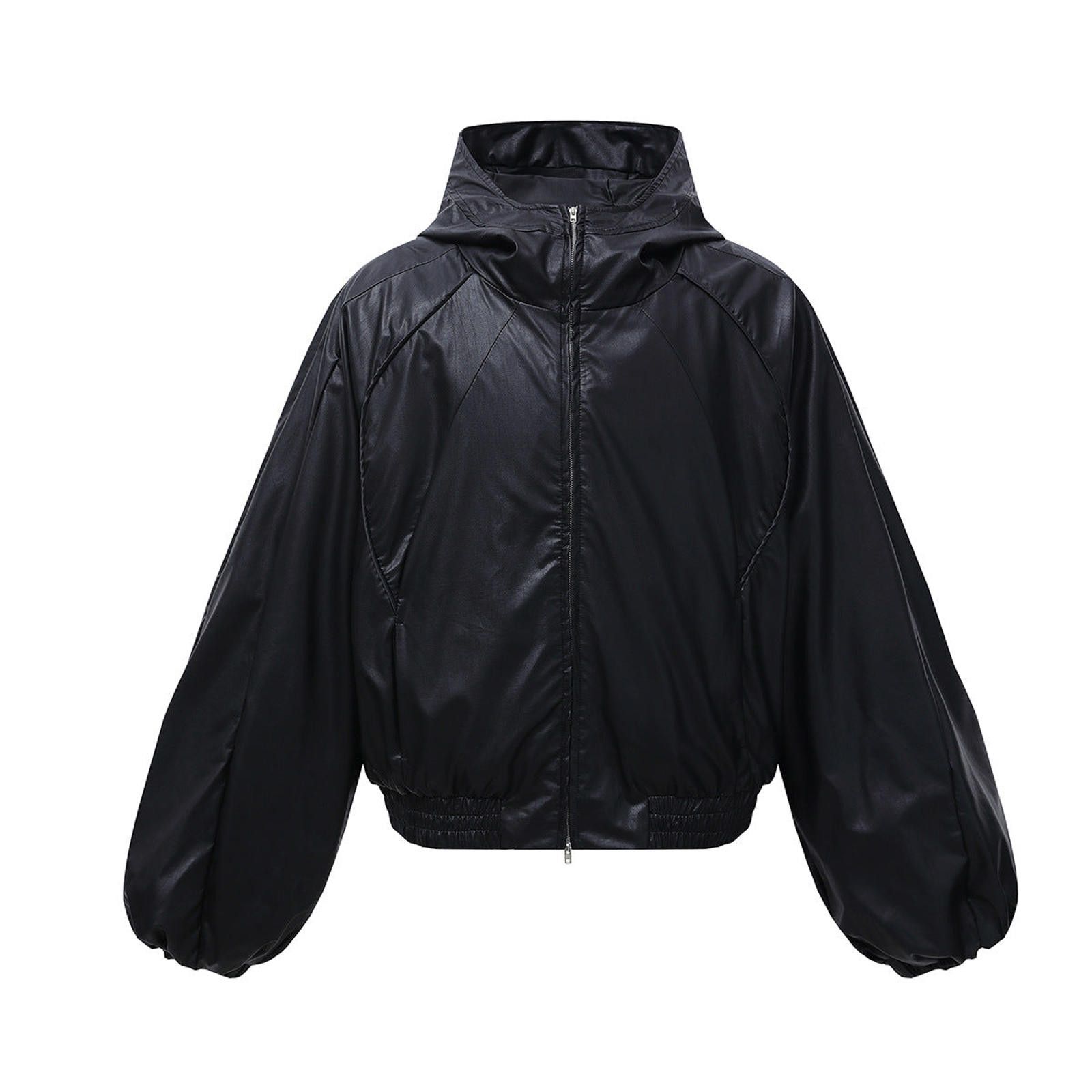 Japanese Brand Black Oversized Hooded Faux Leather Jacket Size US M / EU 48-50 / 2 - 1 Thumbnail