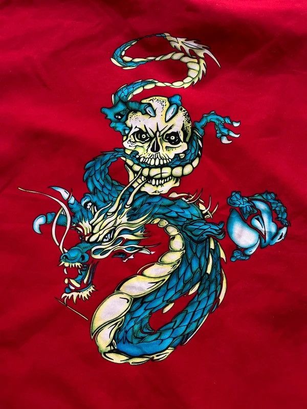 Other Y2K Flames Dragon Skull Fishbone Shirt + Laos Shorts Vintage Size 36S - 12 Thumbnail
