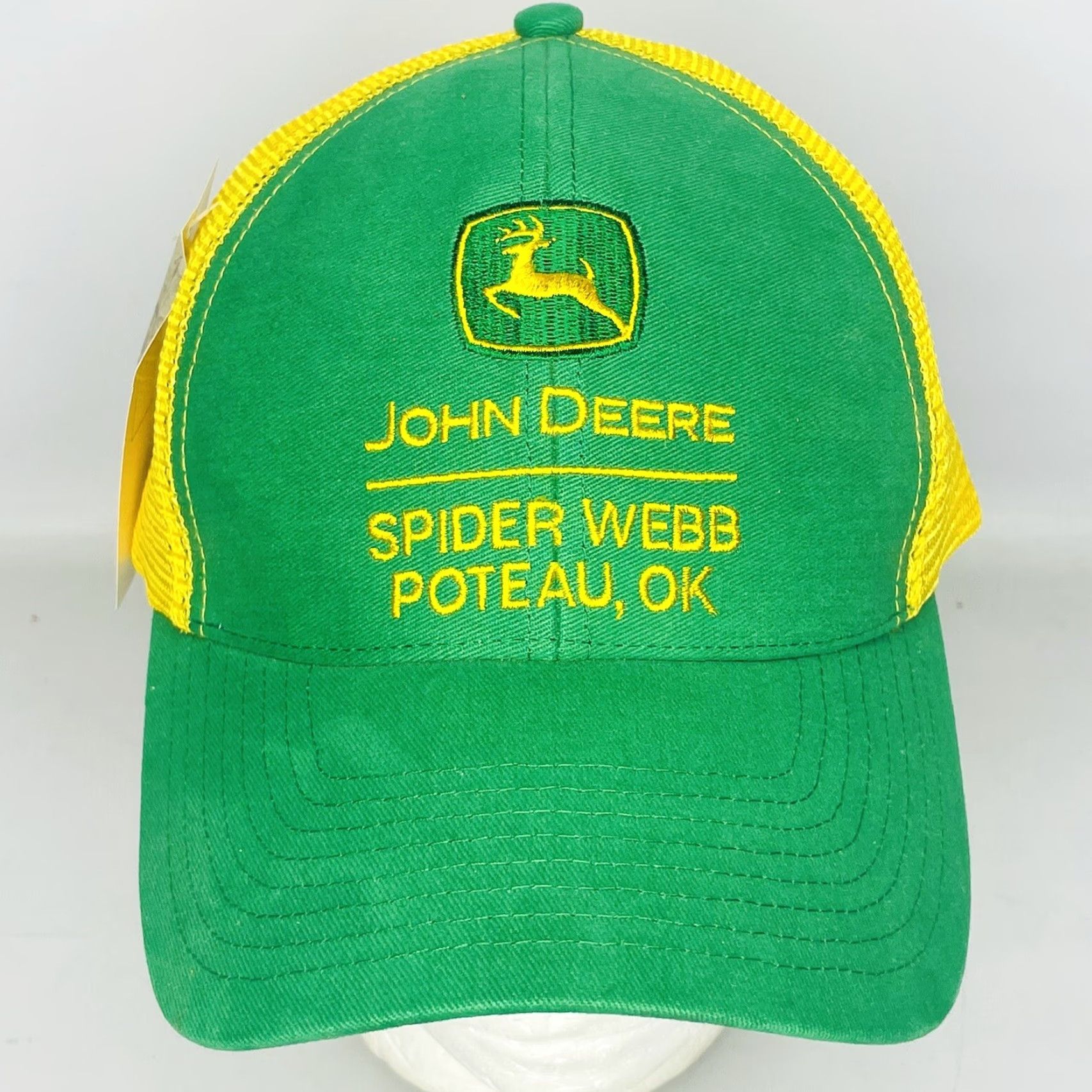 John Deere NWT John Deere Trucker Hat Spider Webb Adjustable Adult Size Green Yellow Size ONE SIZE - 2 Thumbnail