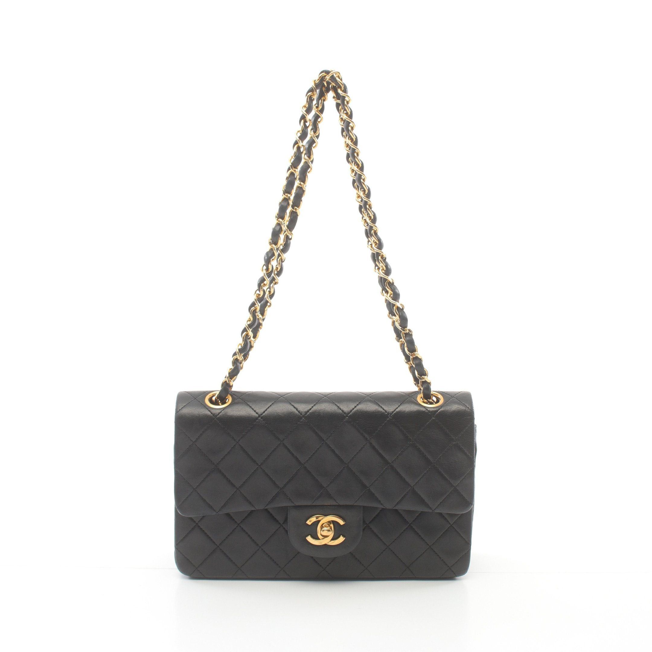 Chanel Chanel Matelasse Double Flap Chain Shoulder Bag Lambskin Black Gold Hardware Size ONE SIZE - 1 Thumbnail