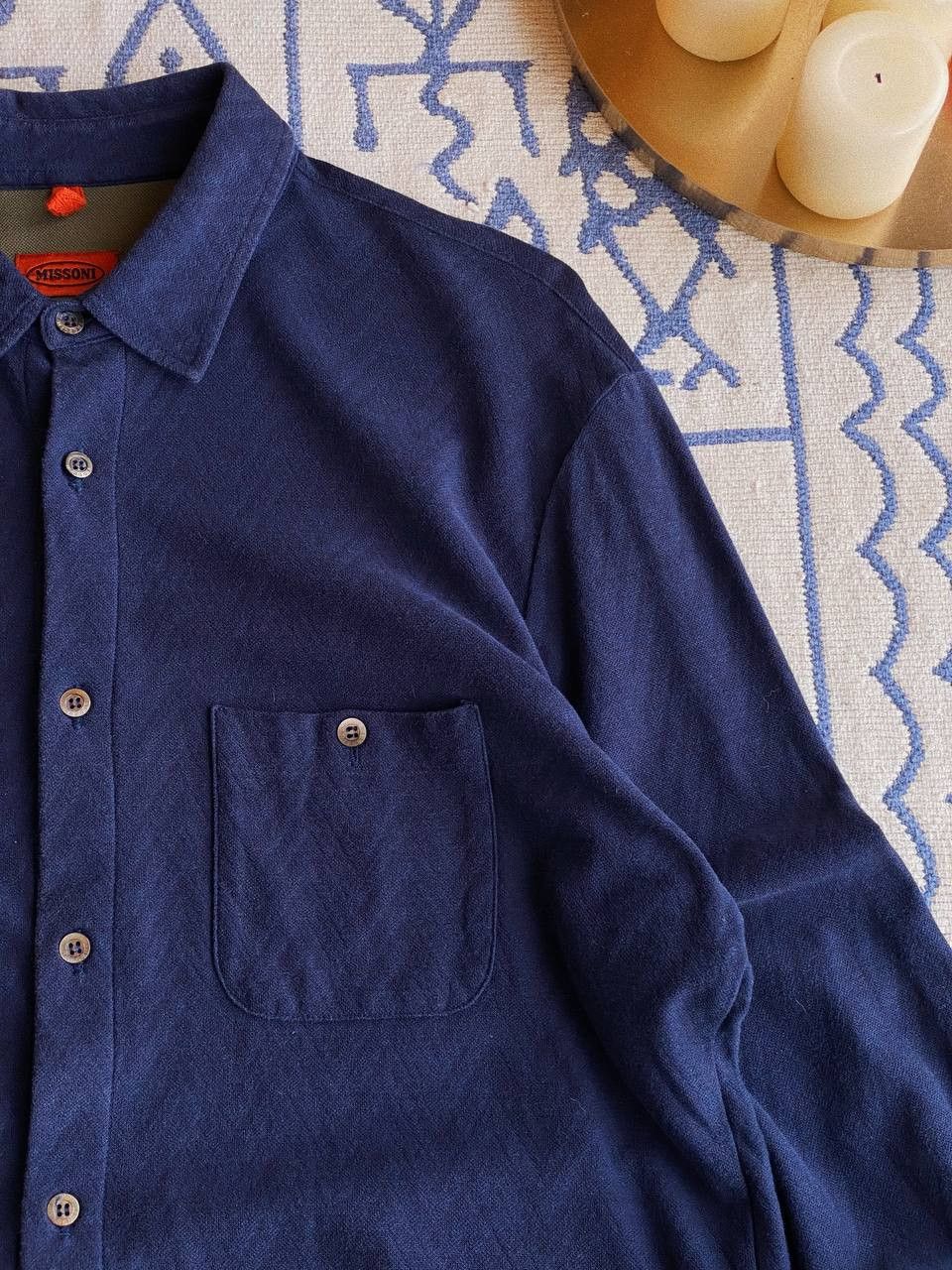 Missoni Missoni Shirt Navy Zigzag Pattern Size US M / EU 48-50 / 2 - 12 Thumbnail