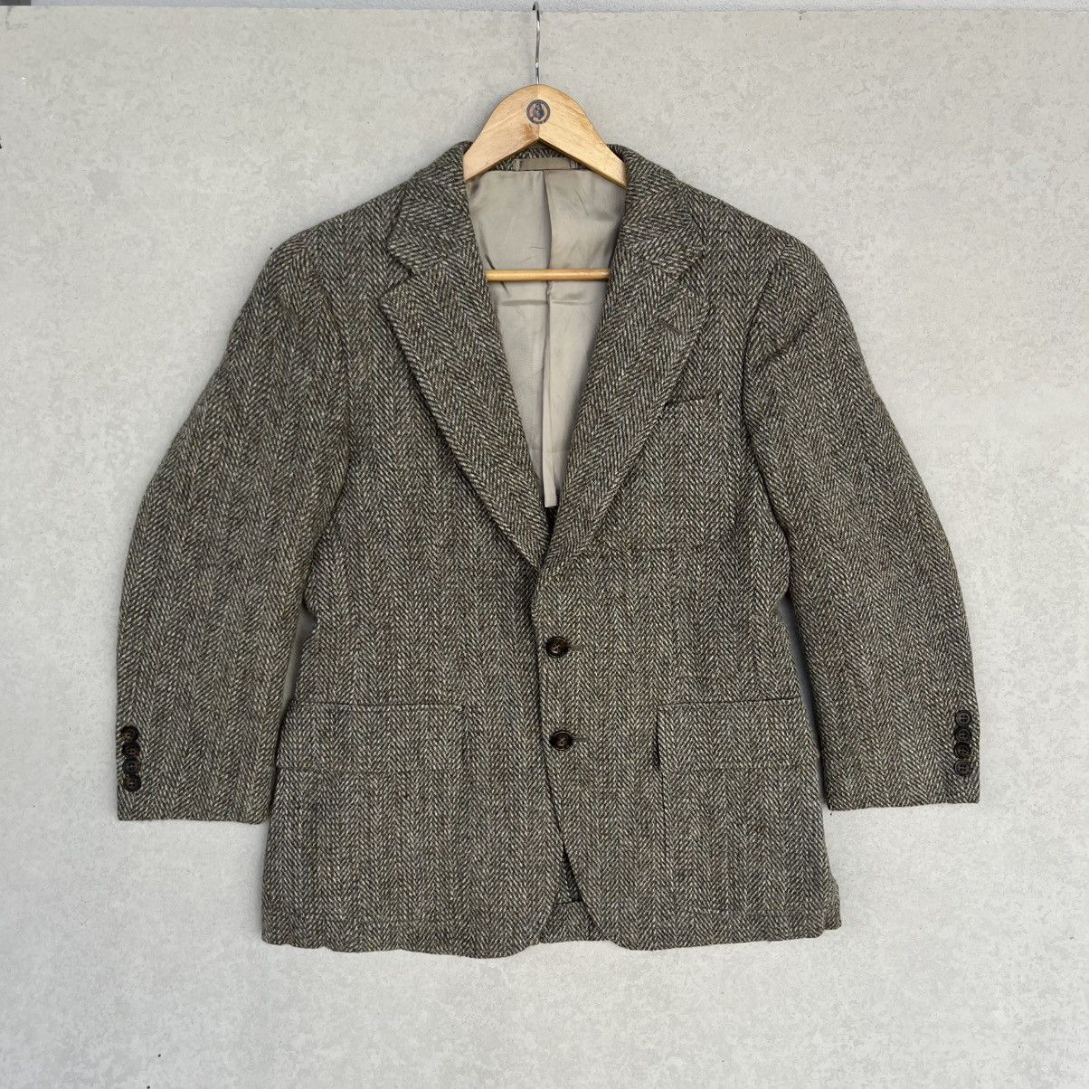 Other Vintage Herringbone Wool blazer Button Green & brown Colour Size 34R - 1 Thumbnail