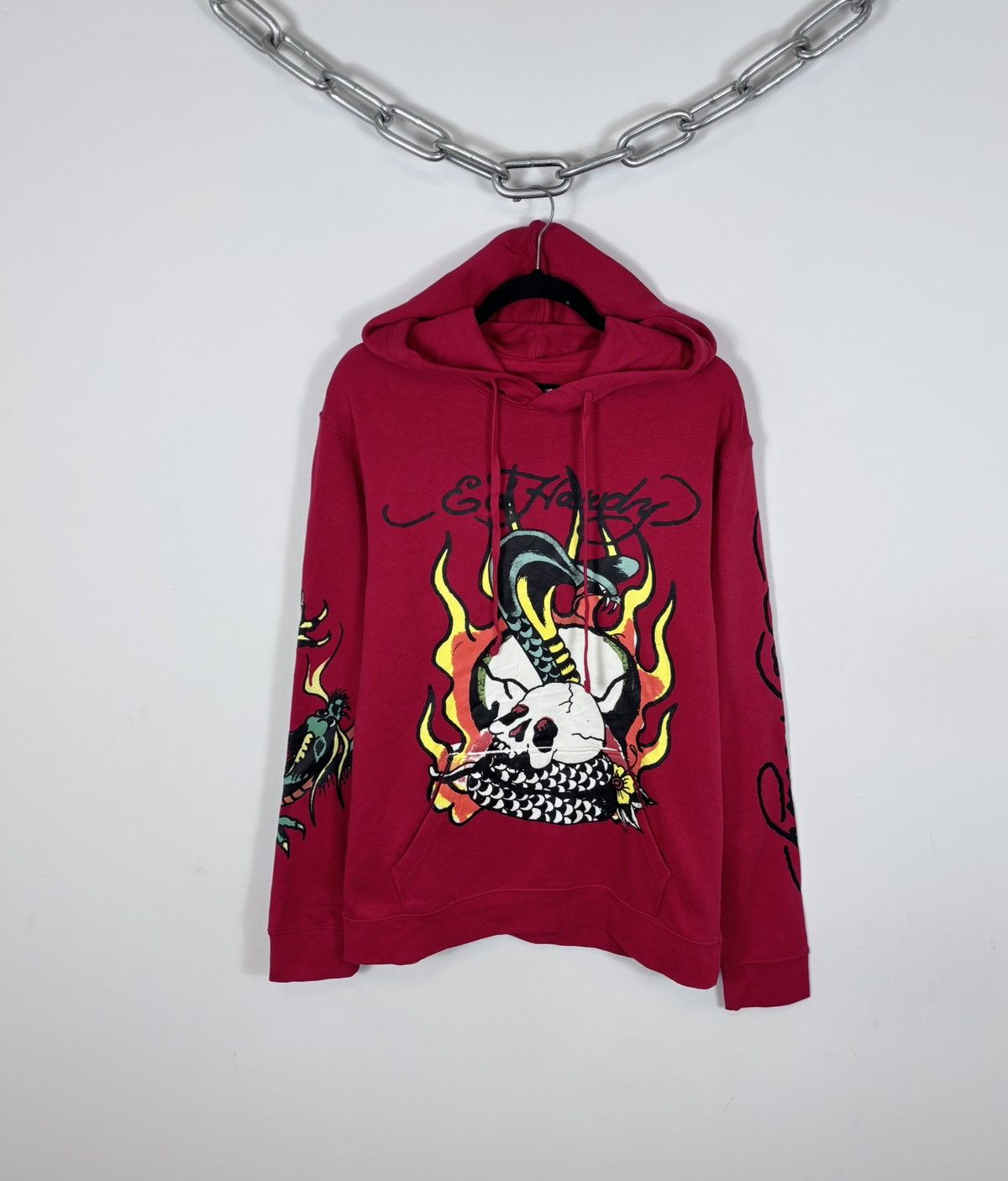 Ed Hardy Ed Hardy NWT Men’s Red Big Snake Skull Tattoo Logo Hoodie Size US M / EU 48-50 / 2 - 1 Thumbnail