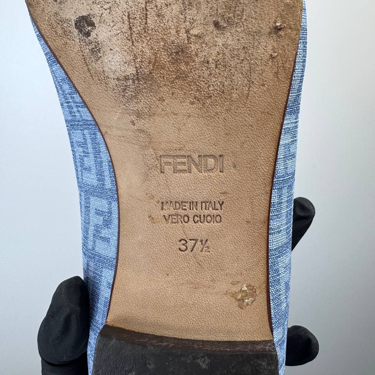 Fendi Fendi FF Logo Pumps Heels Womens Denim Leather Size 37.5 Size US 7 / IT 37 - 15 Thumbnail