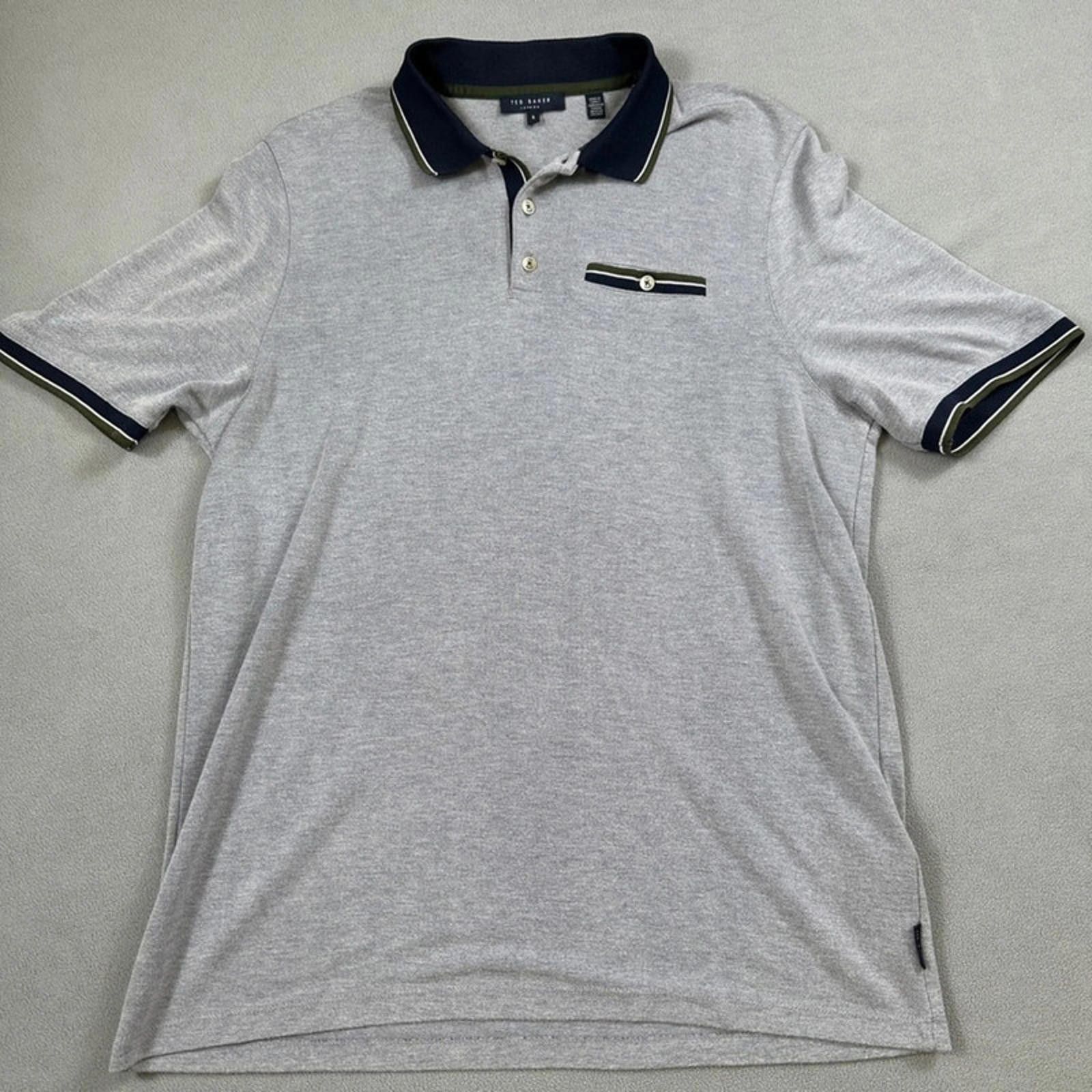 Ted Baker Ted Baker London Polo Shirt Men's XL 5 Heather Gray Trim Size US XL / EU 56 / 4 - 1 Thumbnail