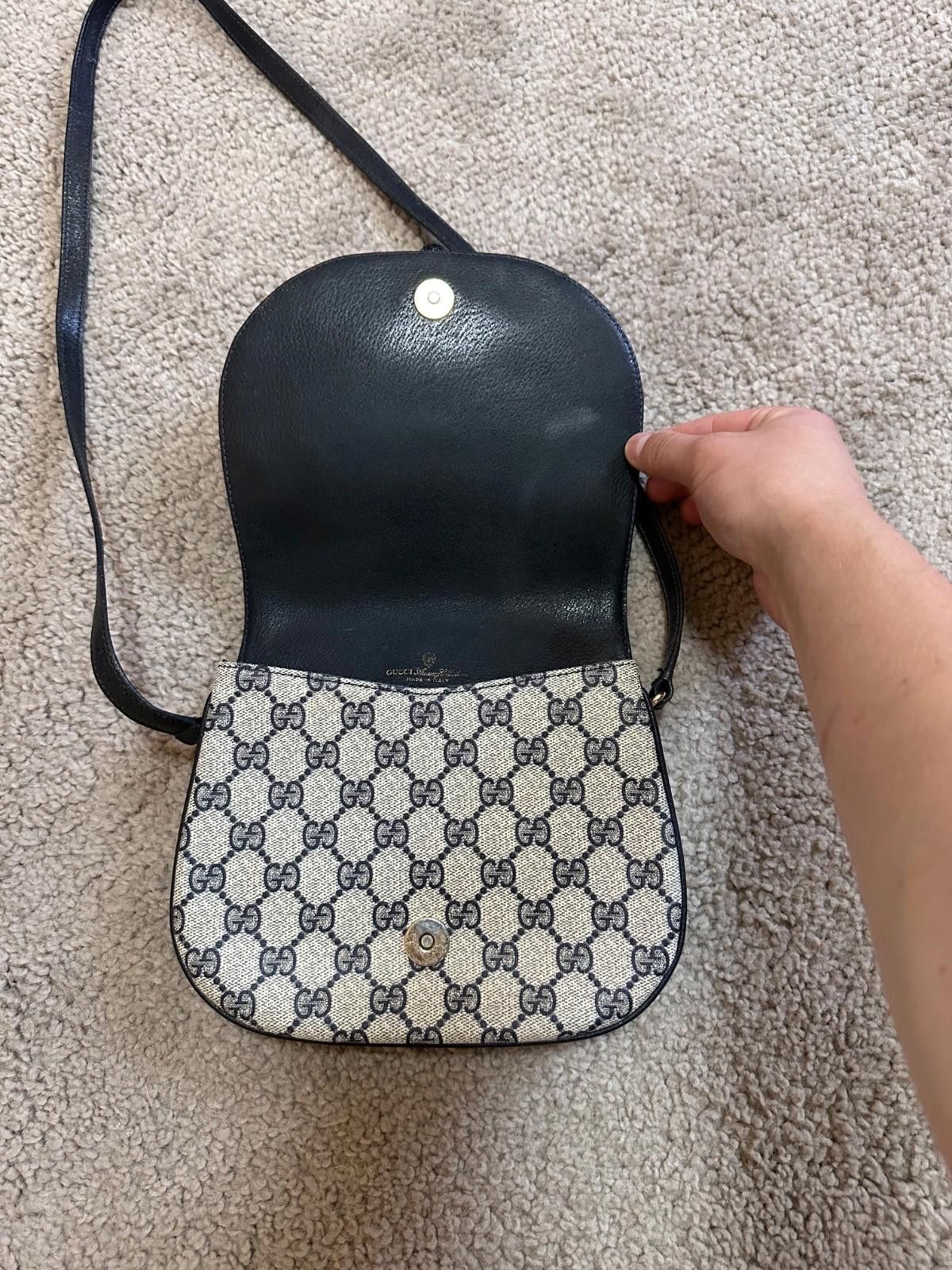 Gucci GUCCI GG Canvas Shoulder Bag PVC Leather Gray Navy Size ONE SIZE - 7 Thumbnail