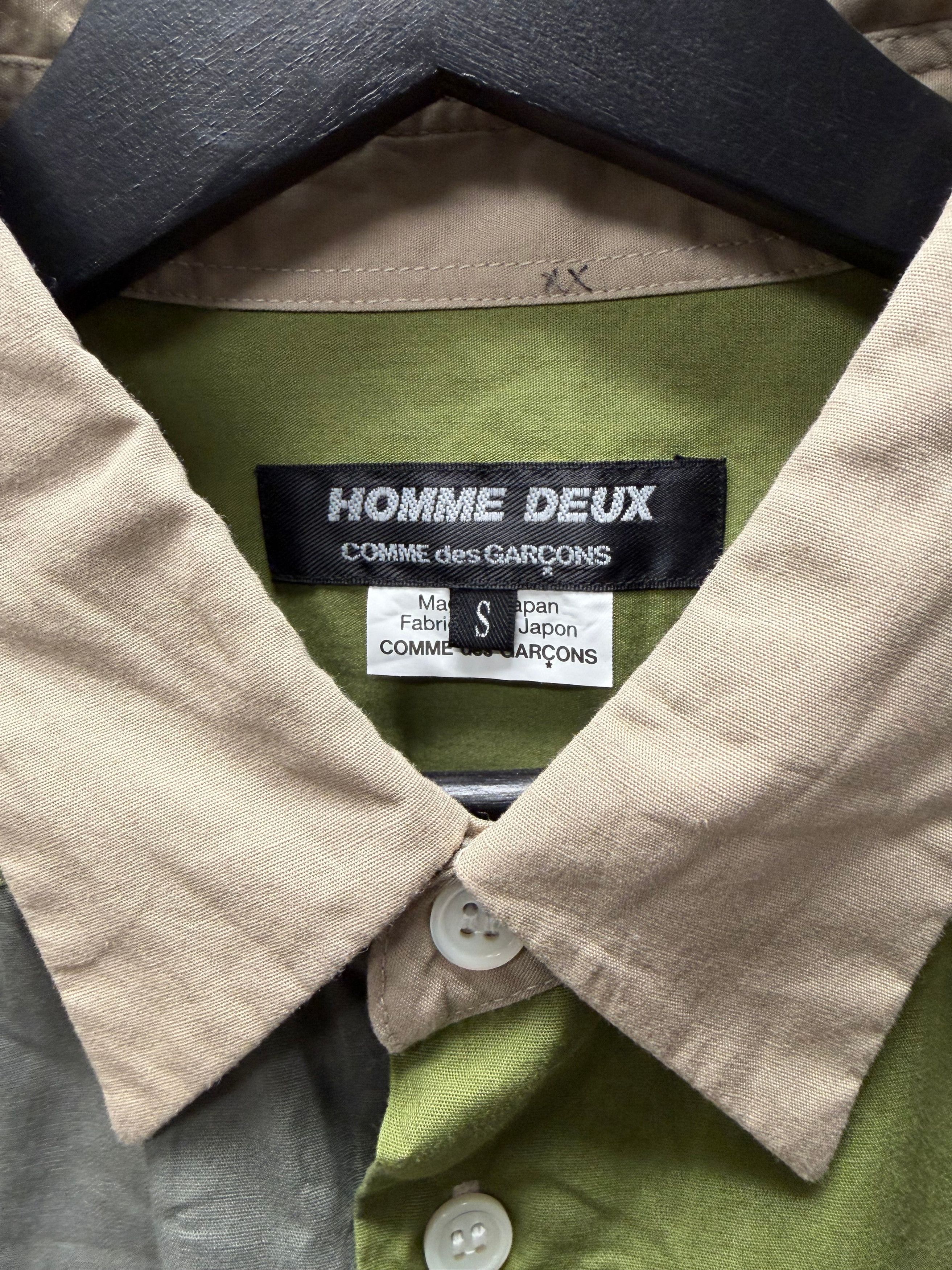 Comme des Garcons 2020 Comme Des Garçons Homme Deux Colorblocked Green/Brown Button Up Shirt Size US S / EU 44-46 / 1 - 3 Thumbnail