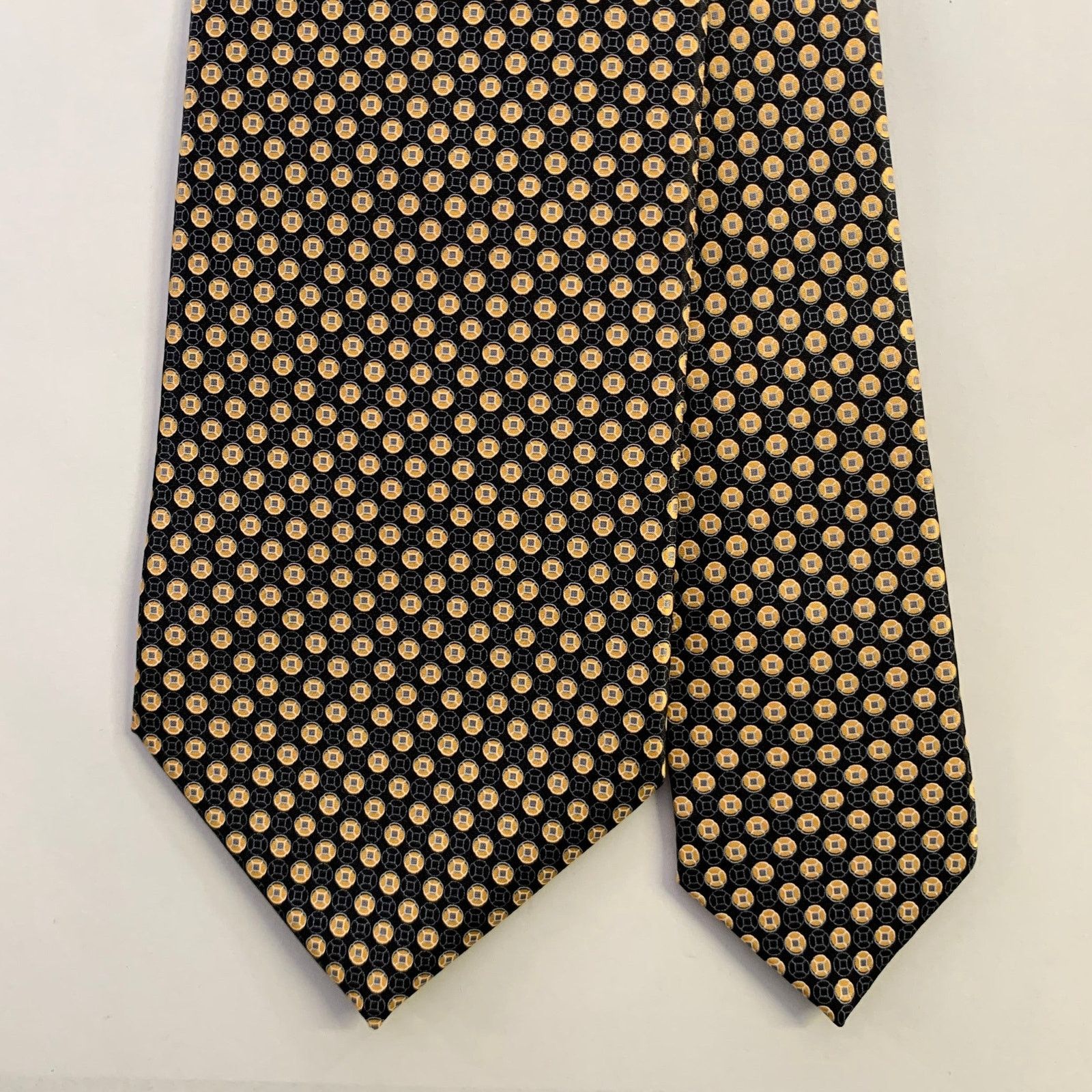 Dolcepunta DOLCEPUNTA Black Gold Foulard Dot Silk Tie Size ONE SIZE - 1 Thumbnail