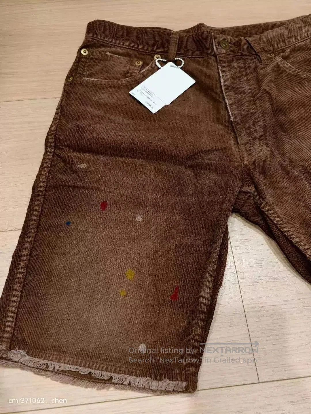 Visvim Brown Corduroy Shorts with Paint Splatters Size 30. Size US 30 / EU 46 - 2 Thumbnail
