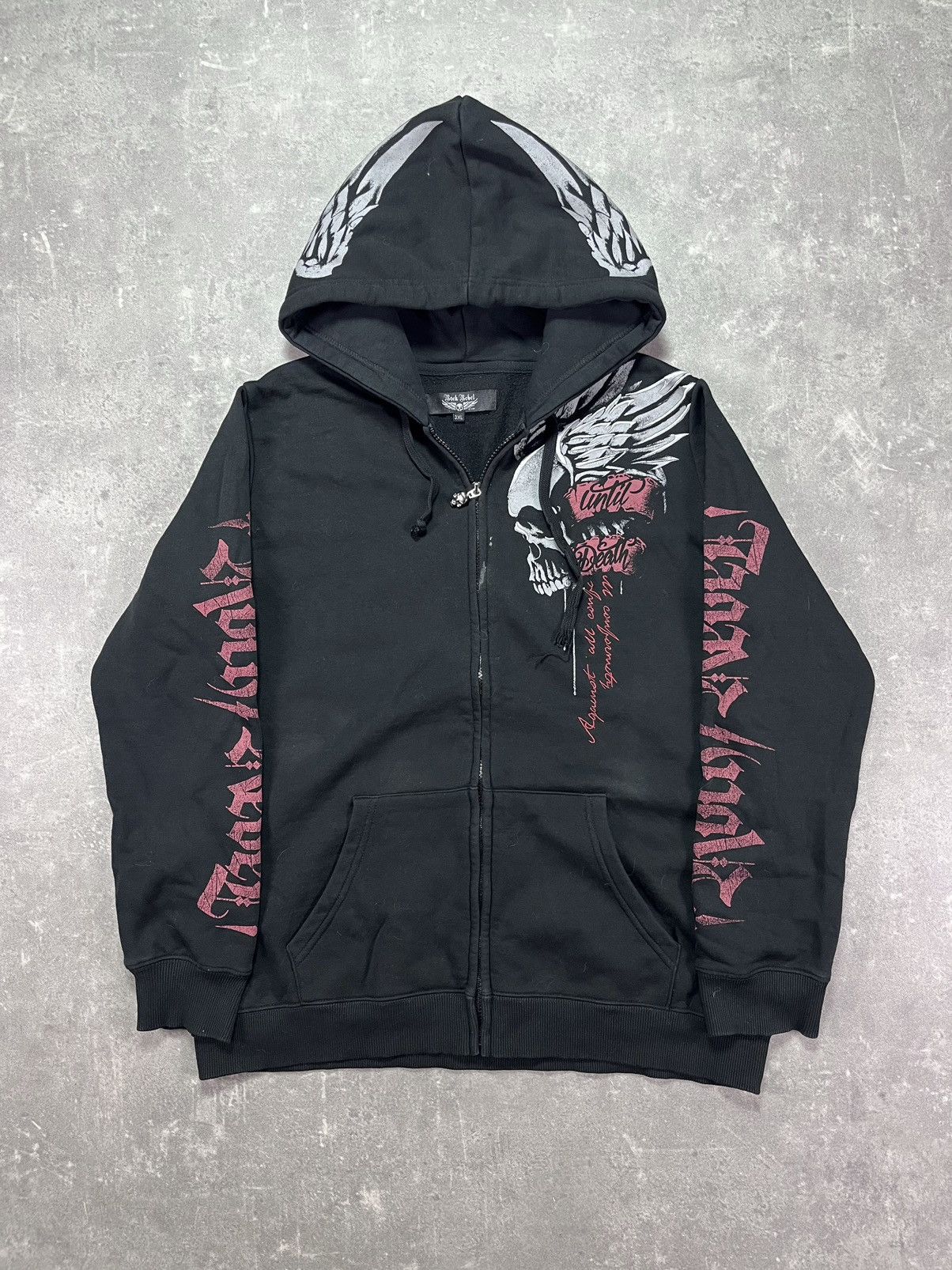 Japanese Brand Rock Rebel Printed Zip Hoodie XL Metal Affliction Rare Size US XL / EU 56 / 4 - 1 Thumbnail