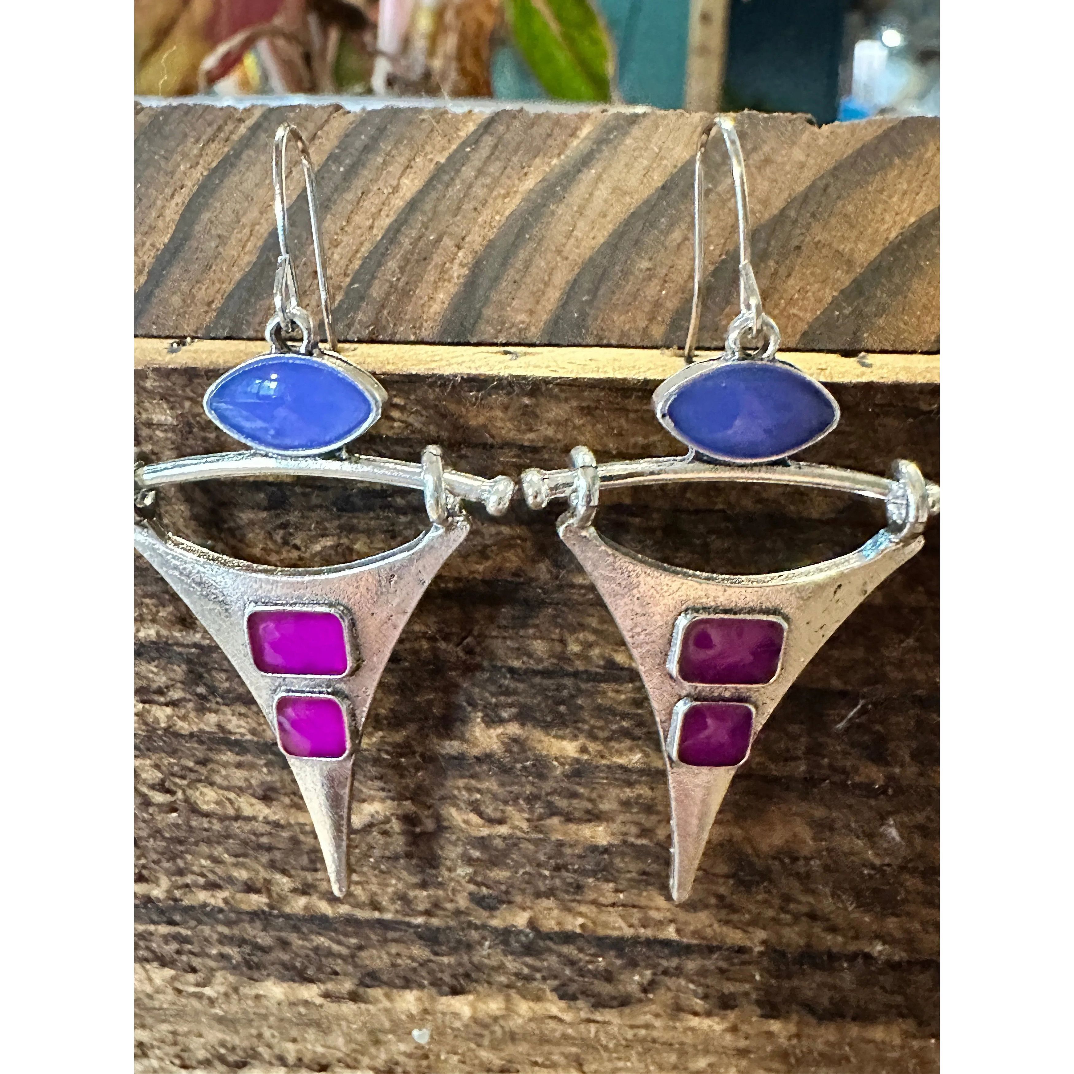 Other Boho Hippie Western Delicate Pointed Silver Purple Drop Wire Size ONE SIZE - 3 Thumbnail