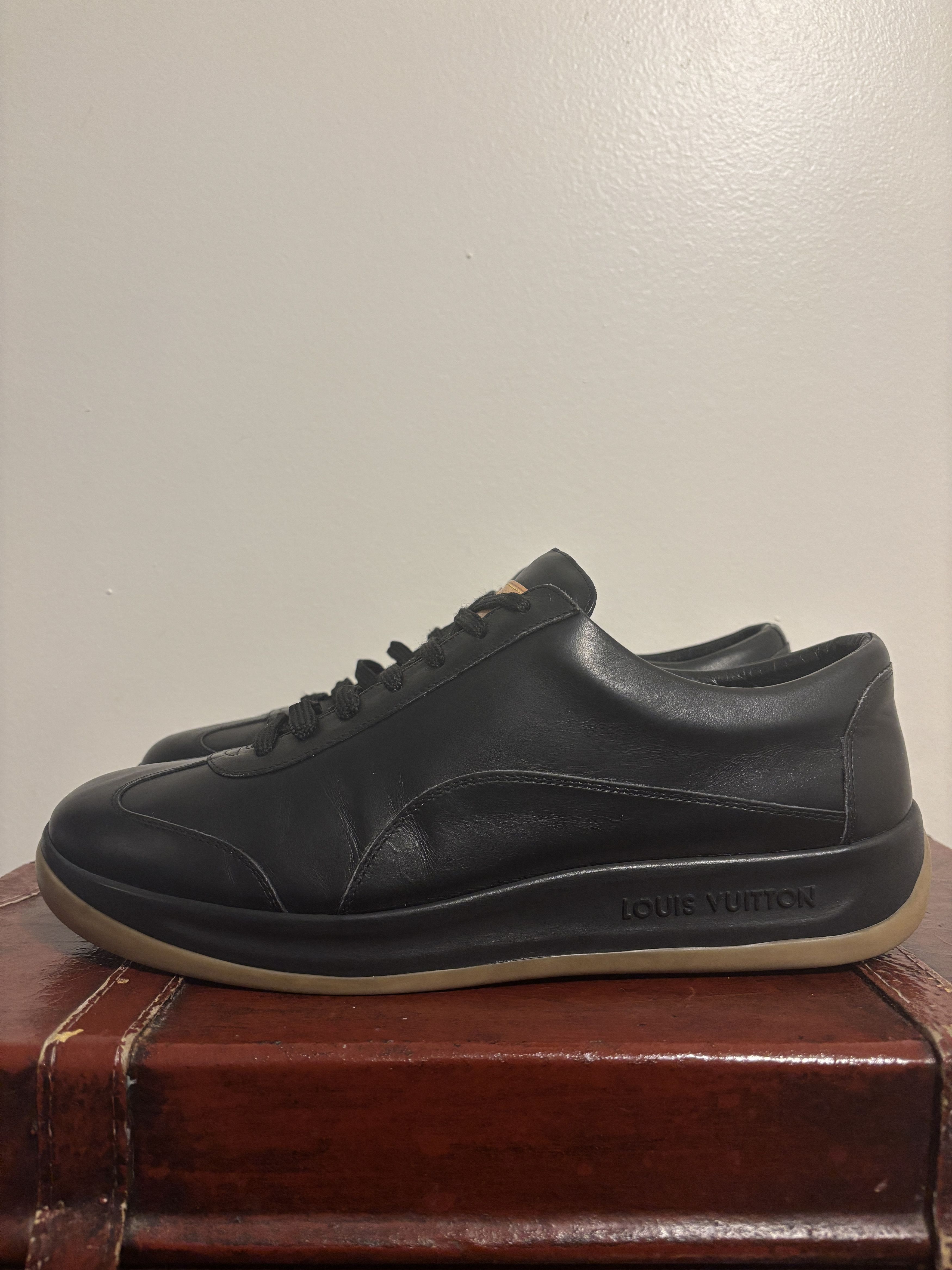 Louis Vuitton RARE 2003 Vintage LV Sports Black Leather Sneaker Size US 10.5 / EU 43-44 - 6 Thumbnail