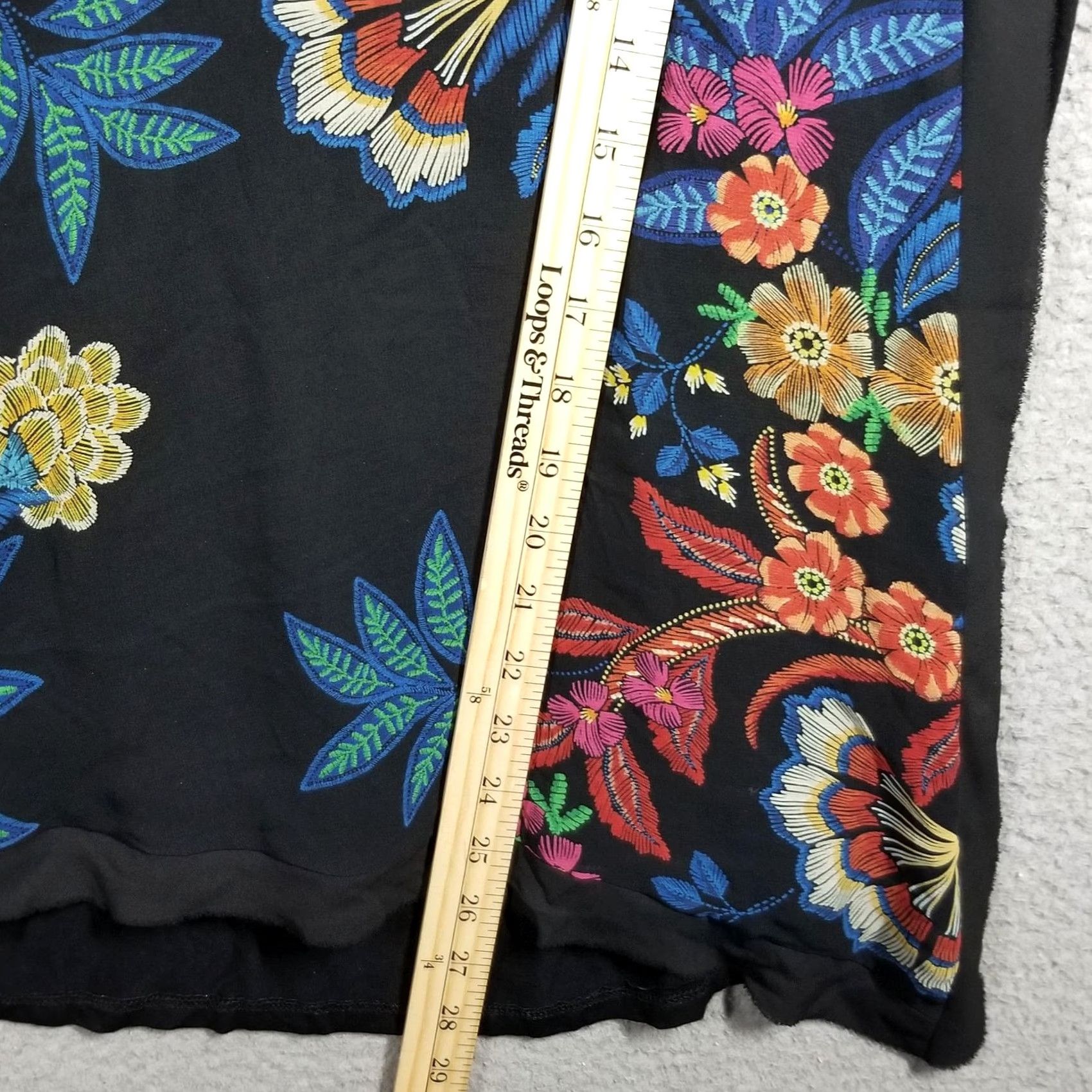 Vintage Karen Kane Blouse Womens Large Black Floral V Neck 3/4 Sleeve Tunic Top Stretch Size L / US 10 / IT 46 - 5 Thumbnail