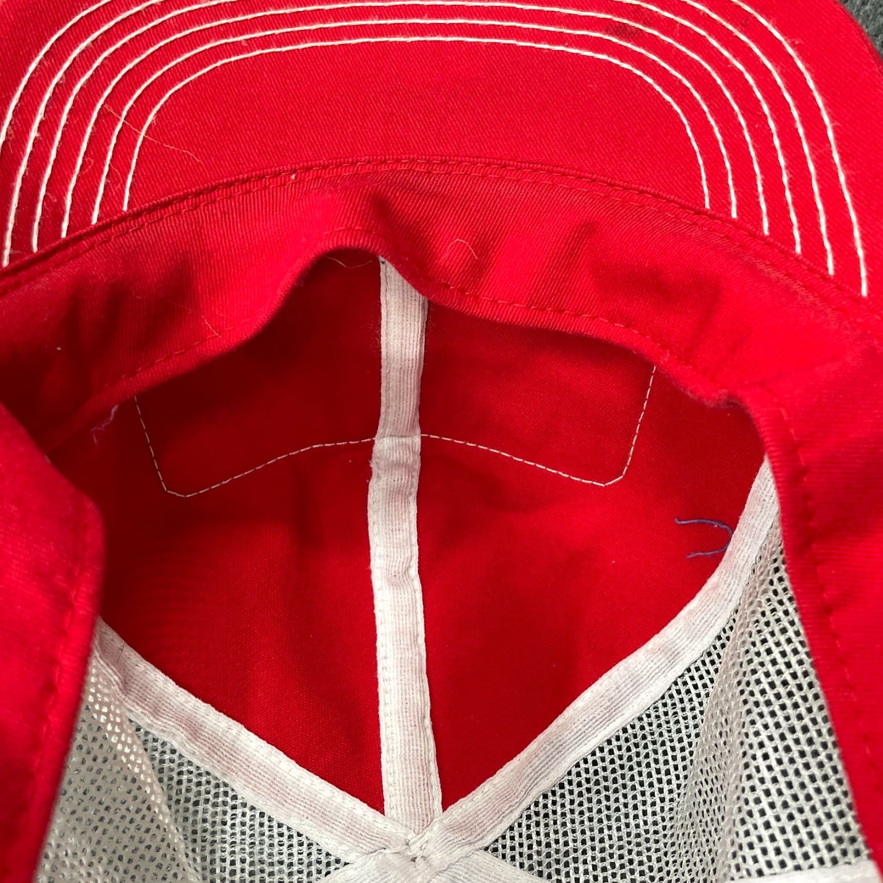 Vintage VINTAGE K-Products Hat Trucker Red White Mo Valley Agriculture Patch Farm Men Adjustable Cap Cap Red White Trucker Logo Mens Size ONE SIZE - 6 Thumbnail