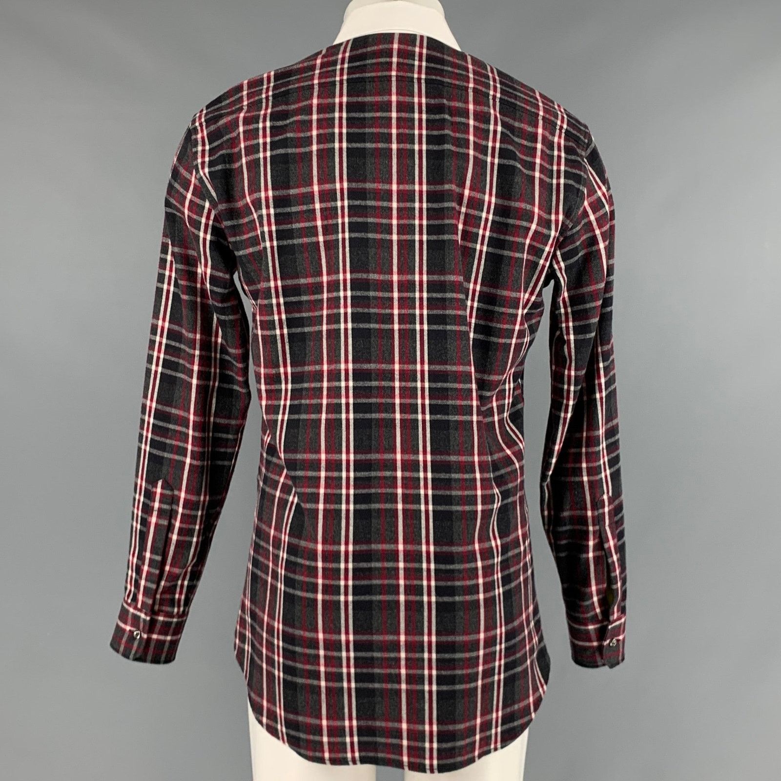Dsquared2 Size S Grey Black Red Plaid Cotton Tuxedo Long Sleeve Shirt Size 48R - 4 Thumbnail