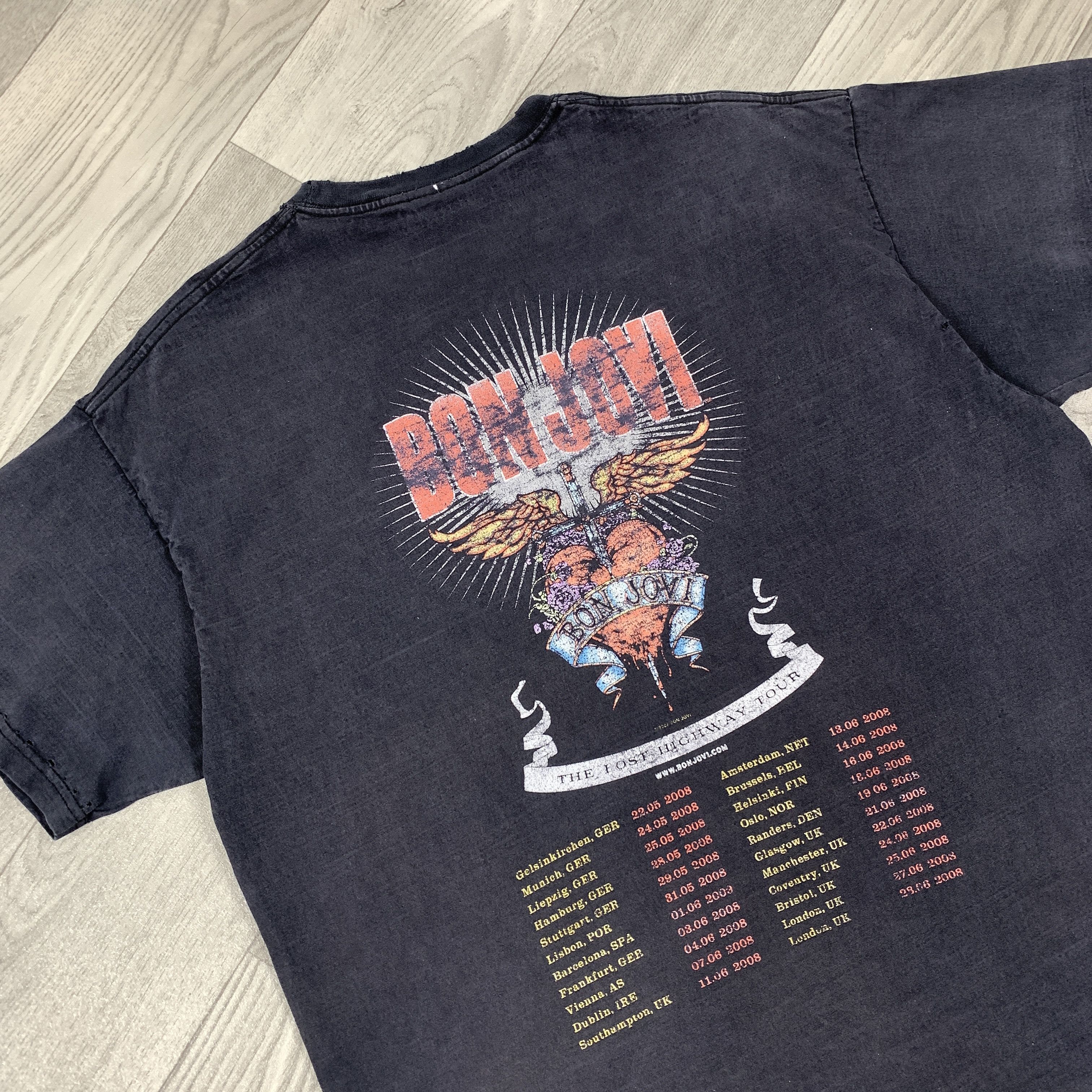 Bon Jovi Vintage Bon Jovi Rock Band Faded Distressed Black Tee Shirt Size US XL / EU 56 / 4 - 8 Thumbnail