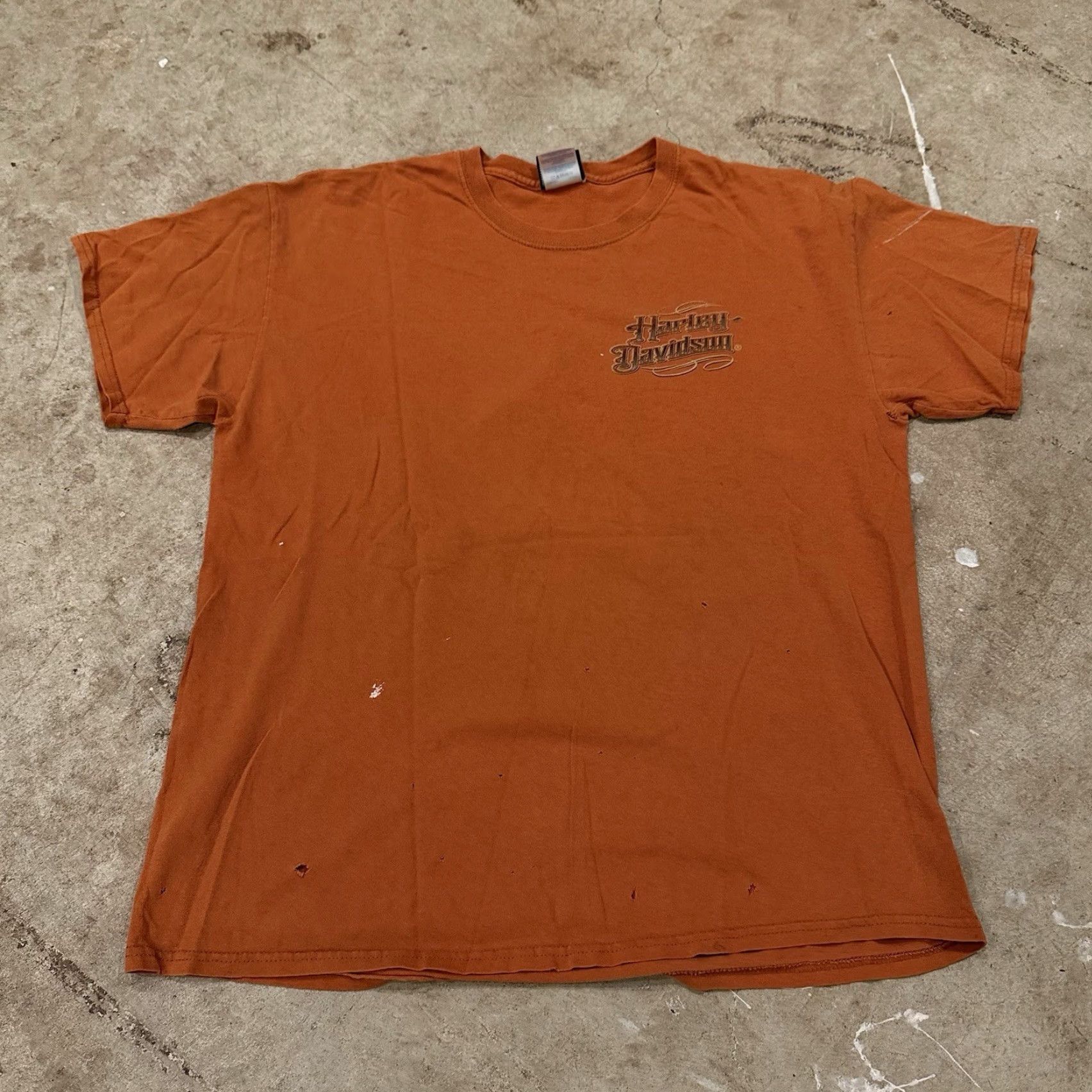 Harley Davidson VINTAGE Harley-Davidson Screamin’ Eagle Distressed Shirt Large Orange Mens L T-Shirt Size US L / EU 52-54 / 3 - 2 Thumbnail