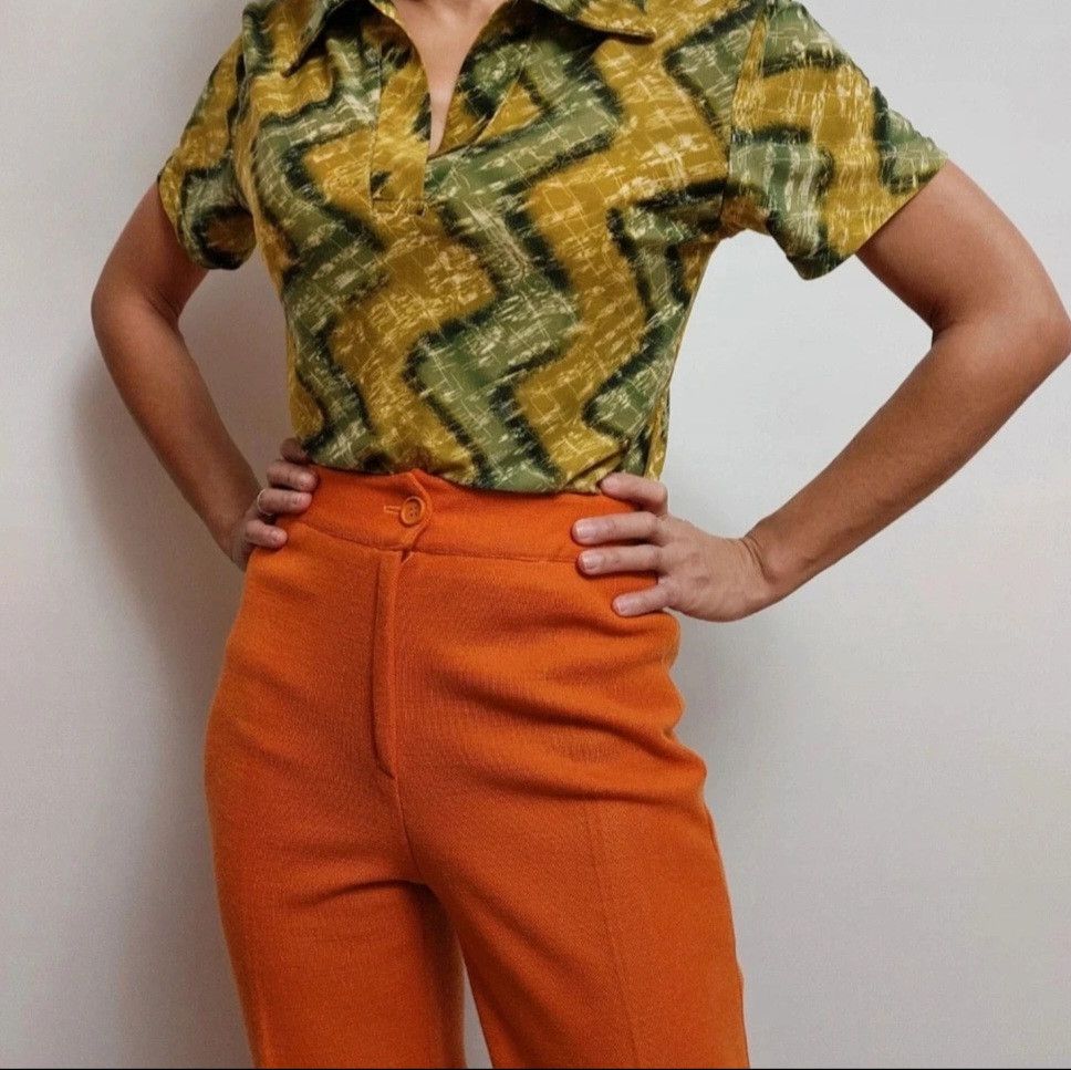 Vintage 1970s Welcomme Pierron flared wool blend trousers Size 26" / US 2 / IT 38 - 2 Thumbnail