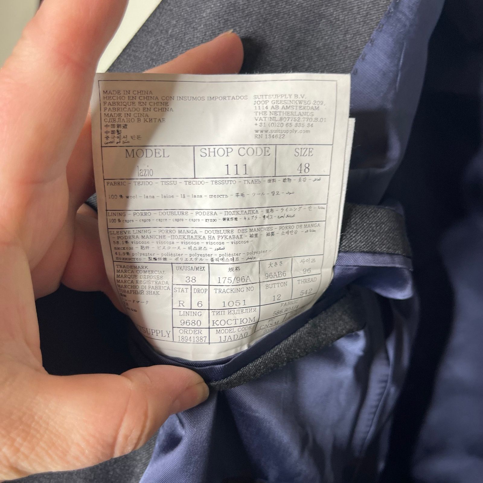 Suitsupply Suitsupply Grey Tailored Fit Lazio Suit Jacket Wool US 38 Size 38R - 5 Thumbnail