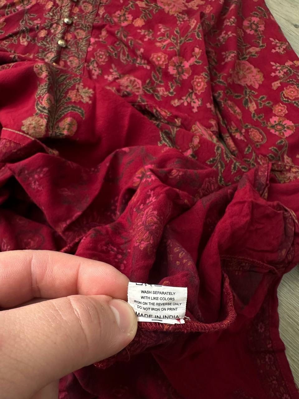 Japanese Brand × Vintage Vintage Japanese Red Flowers Rare Indian women's long Dress Size L / US 10 / IT 46 - 8 Thumbnail