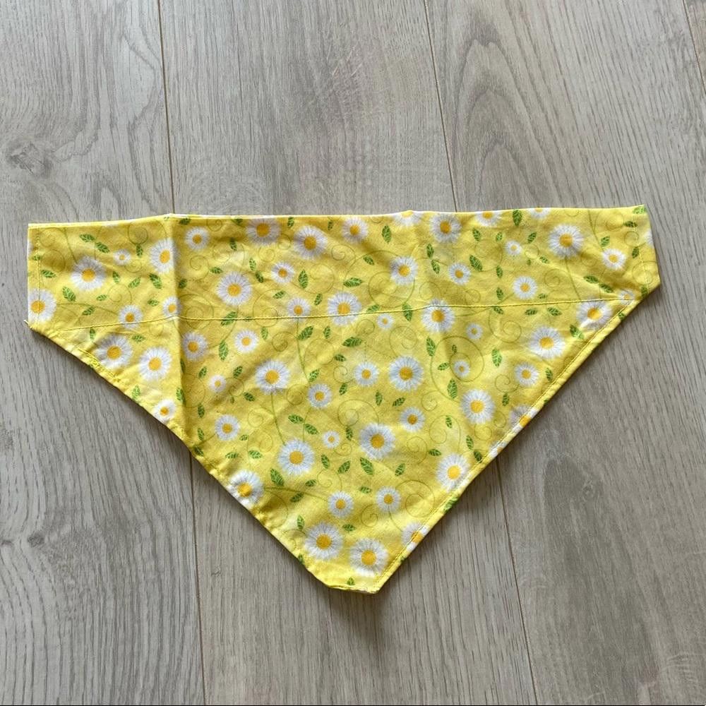 Designer Yellow Floral and Pink Pawprint Dog Bandana Size ONE SIZE - 1 Thumbnail