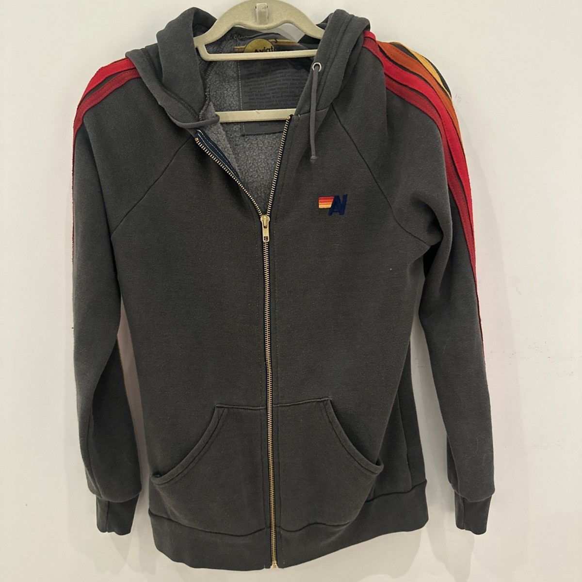 Aviator Nation Aviator Nation Zip-Up Hoodie – Gray w/ Striped Sleeves – S Size US S / EU 44-46 / 1 - 1 Thumbnail