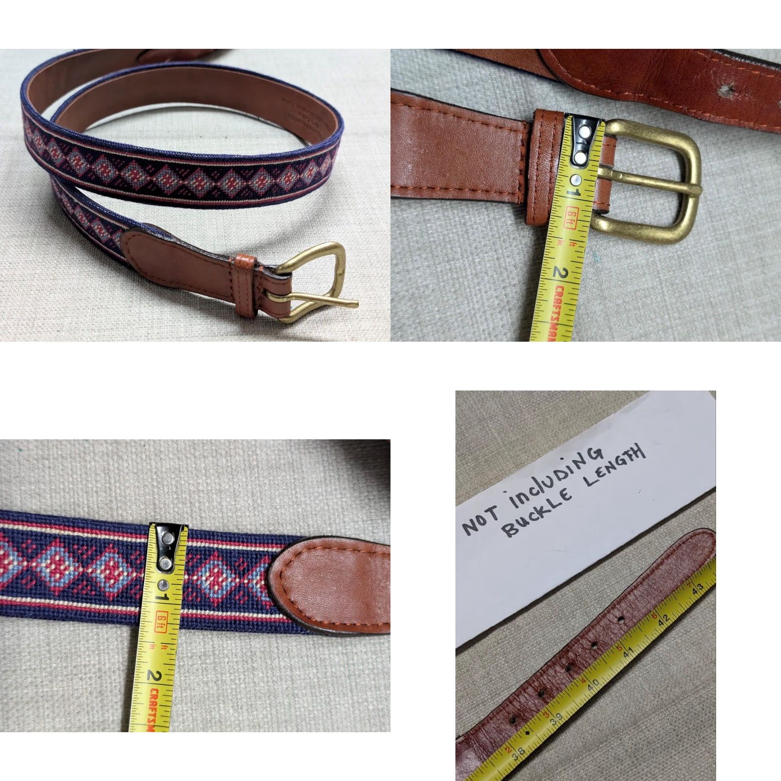 Brooks Brothers BROOKS BROTHERS belt Geometric Mens 40 blue needlepoint leather cotton Size 40 - 8 Thumbnail