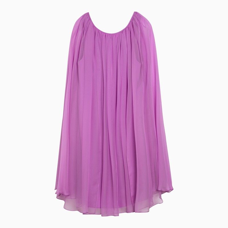 image of Max Mara Pianoforte Mauve Silk Chiffon Flared Dress in Pink, Women's (Size Small)