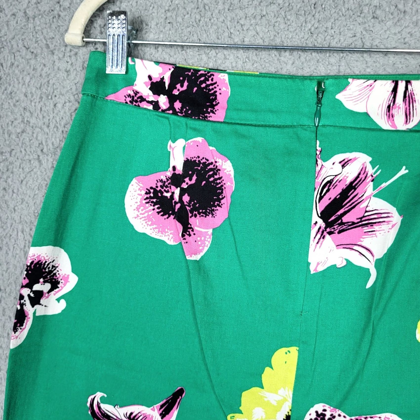 J.Crew J.CREW Pencil Skirt 6P Green Floral Knee Length Cotton Petite Women's Dressy Casual Skirt Mens? No. Size 28" / US 6 / IT 42 - 5 Thumbnail