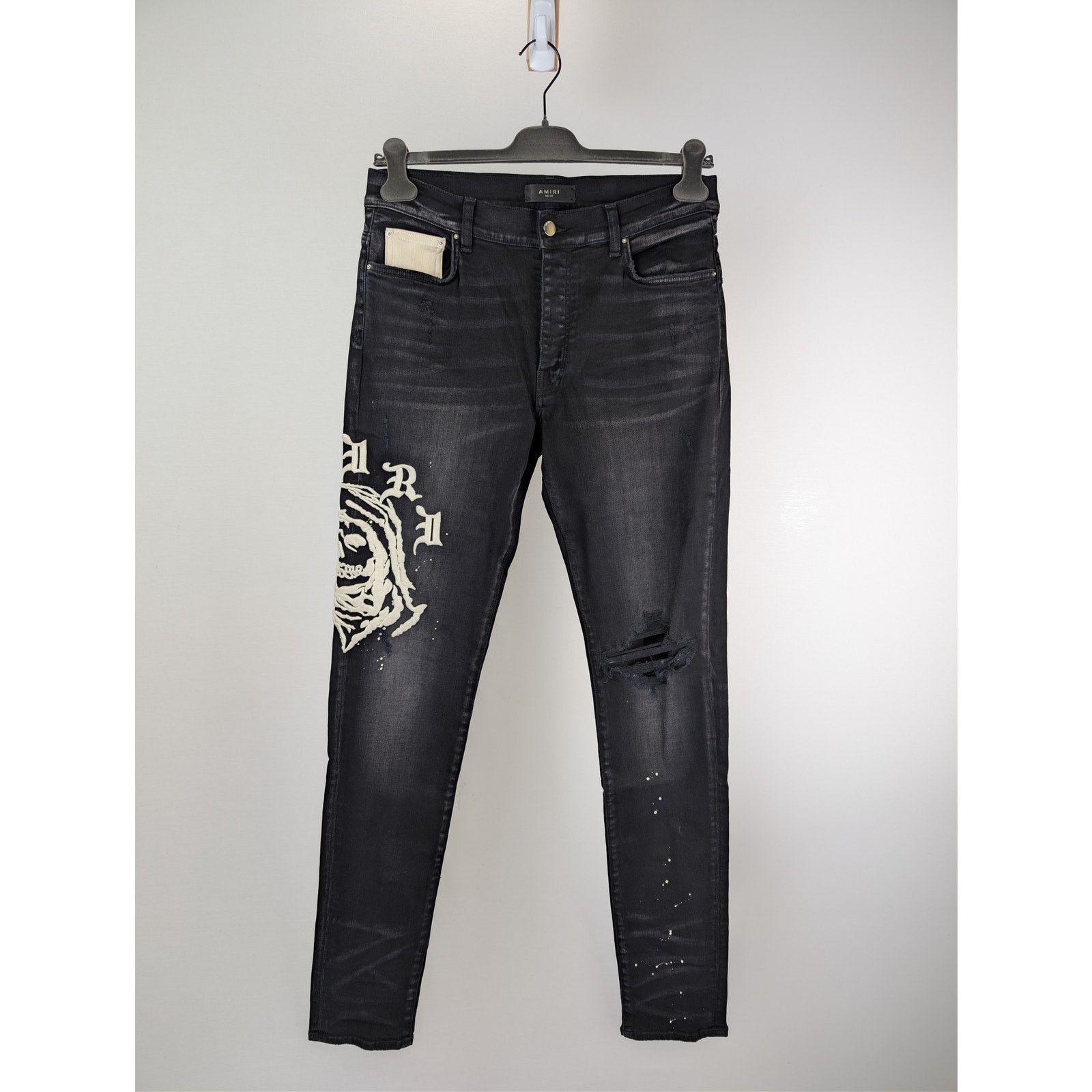 Amiri o1rshd1 Wes Lang Reaper Logo Jean in Aged Black 40 Size US 40 / EU 56 - 1 Thumbnail