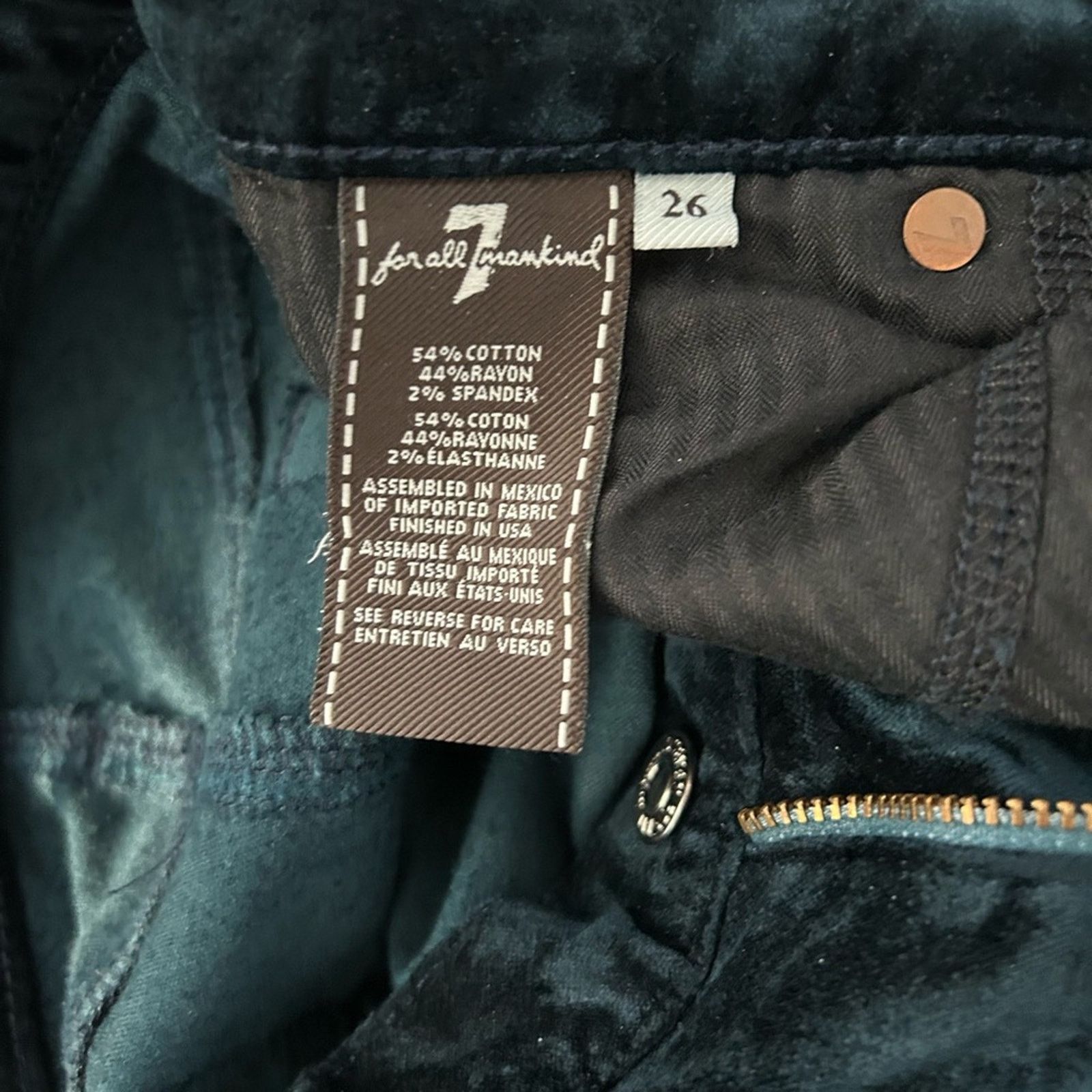 7 For All Mankind 7 For Mankind Emerald green Crushed Velvet Skinny Jeans 26 Size 26" / US 2 / IT 38 - 4 Thumbnail