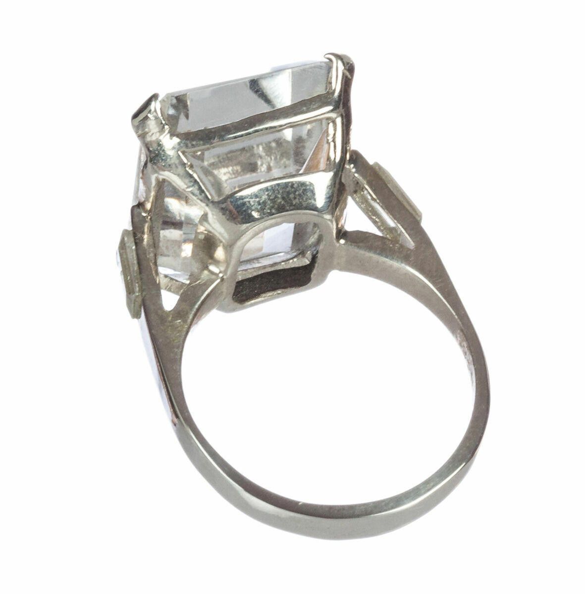 Designer Sterling Silver Emerald Rock Crystal Quartz Cocktail Ring Size ONE SIZE - 4 Thumbnail