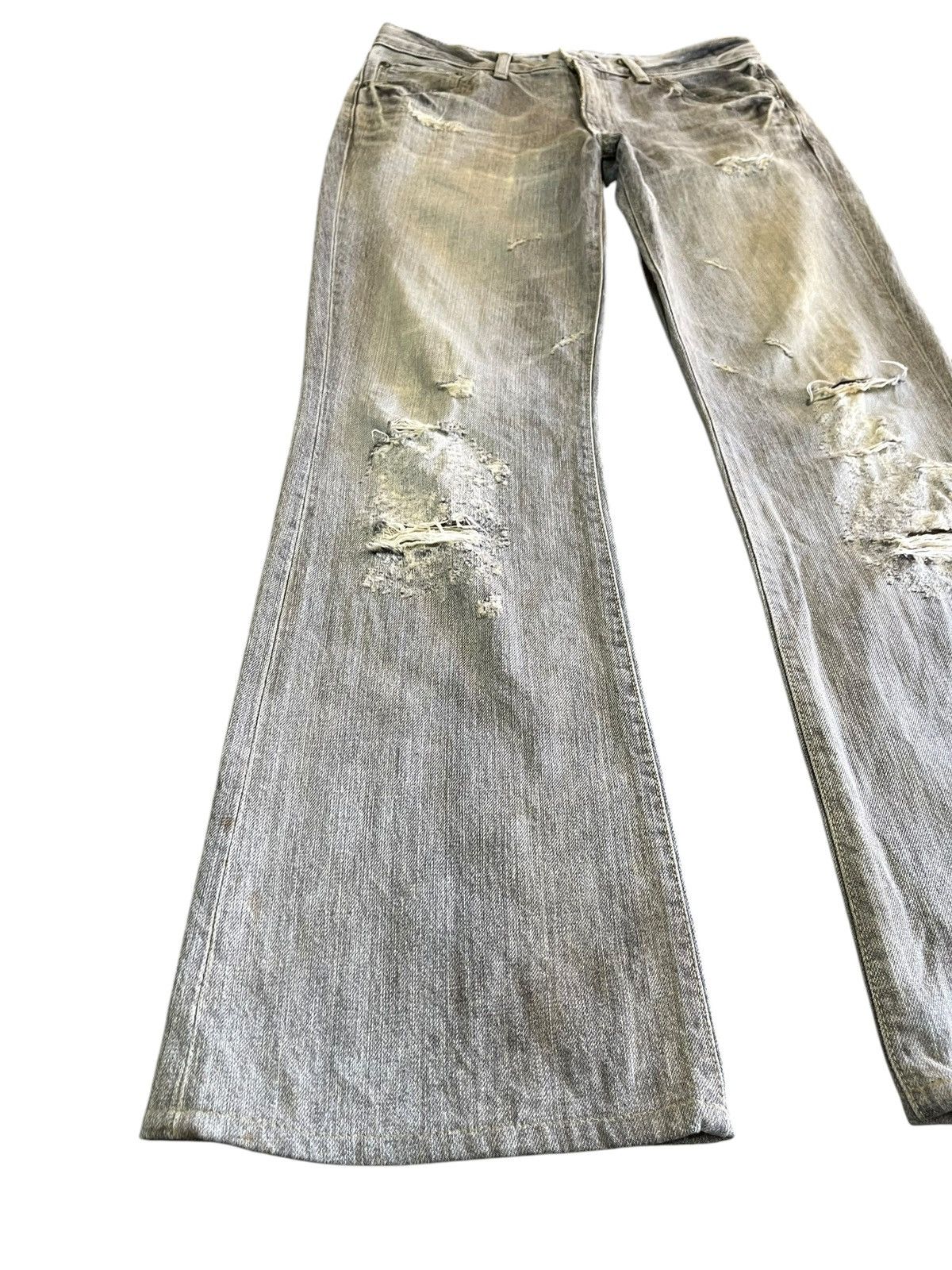 Japanese Brand × Le Grande Bleu (L.G.B.) Vintage Blue Way Flare Ripped Distressed Denim Size US 31 - 4 Thumbnail