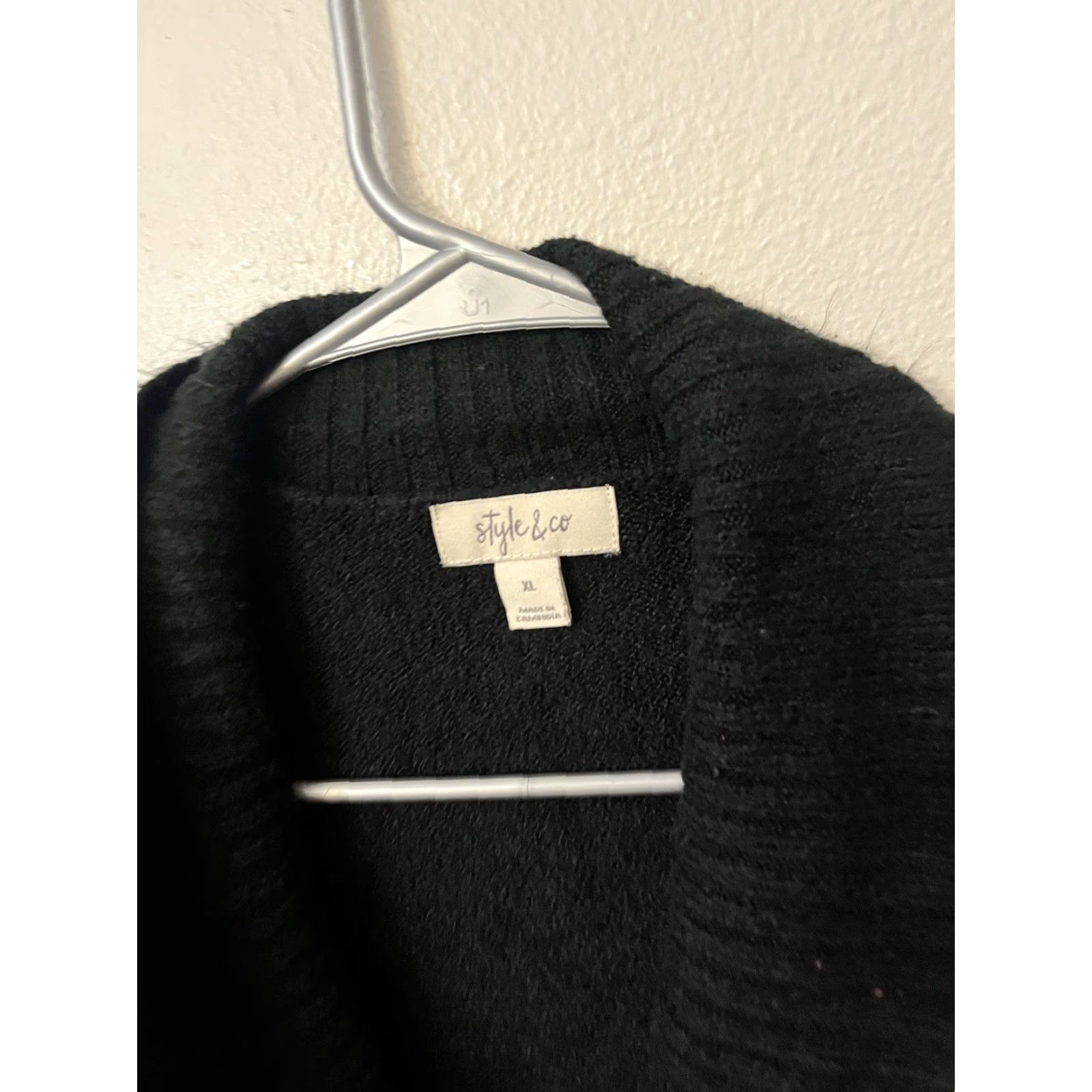 Style & Co STYLE & Co SHAWL-COLLAR BUTTON-TRI XL Black Women Sweater Tunic Size XL / US 12-14 / IT 48-50 - 2 Thumbnail