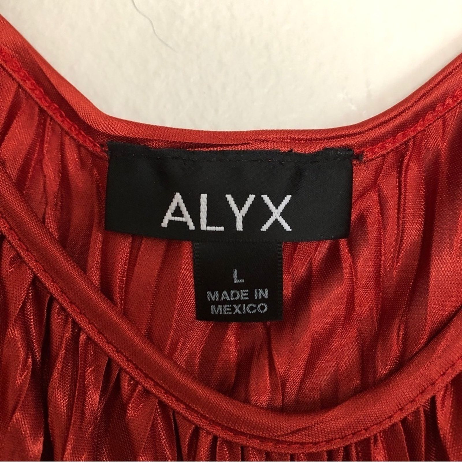 Alyx Alyx Red Crinkle Flutter Flounce Sleeve Shirt Blouse Top Size L / US 10 / IT 46 - 5 Thumbnail