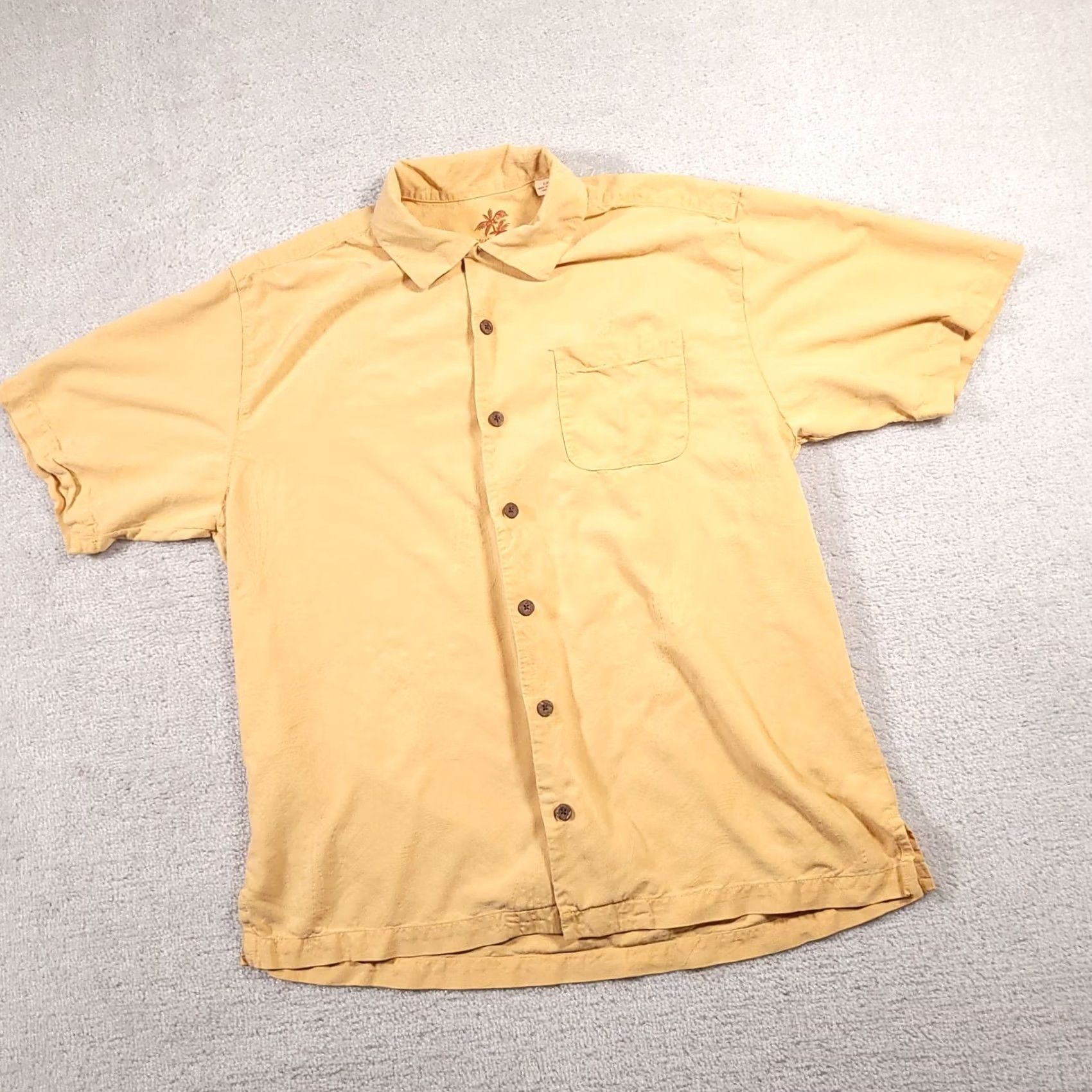 Tommy Bahama Tommy Bahama Silk Hawaiian Button Up Shirt Mens Large Orange Pocket Palm Leaf Shirt Size US L / EU 52-54 / 3 - 2 Thumbnail