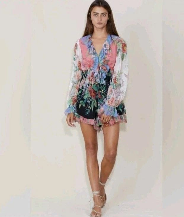 Zimmermann Bellitude Flutter Playsuit Romper Floral Silk Long Slv AU 0 Size S / US 4 / IT 40 - 5 Thumbnail