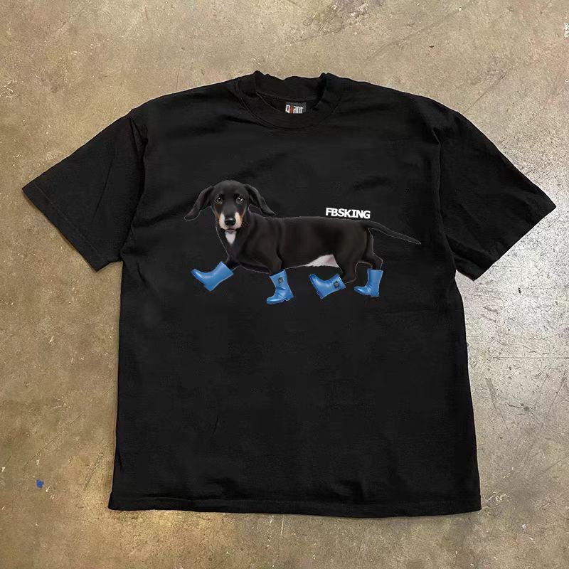 Japanese Brand × Vintage Black Loose Wear Heart Dog Print Short Sleeve Tee Size US L / EU 52-54 / 3 - 2 Thumbnail