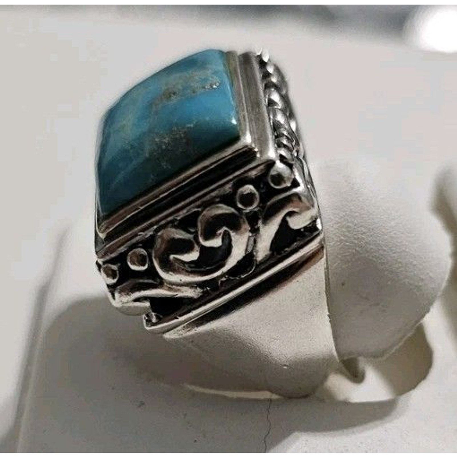 Other Sterling Silver Turquoise Filigree Dome Ring Size 7.5 Size ONE SIZE - 5 Thumbnail