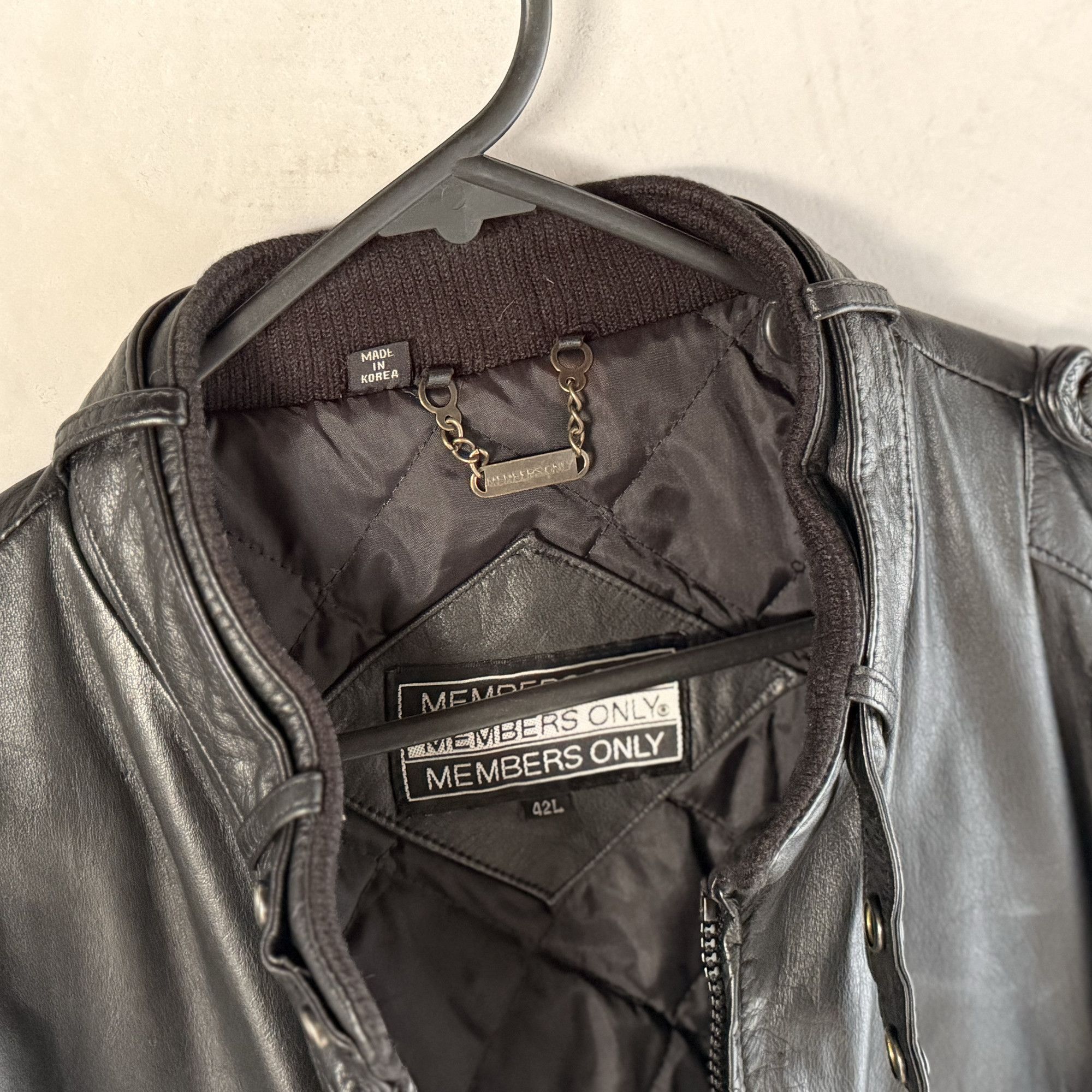 Members Only Members Only Black Leather Bomber Jacket Size US L / EU 52-54 / 3 - 2 Thumbnail