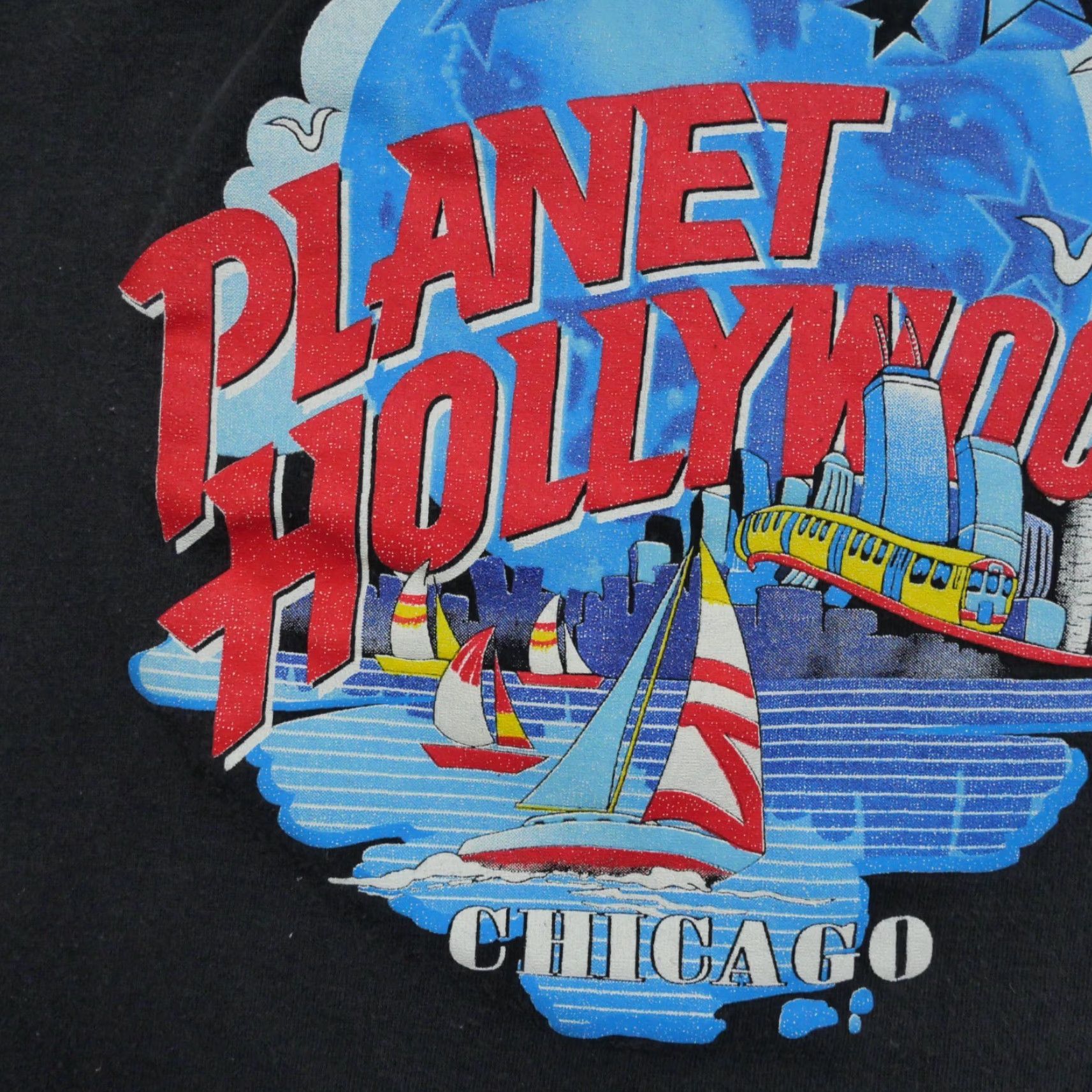 Planet Hollywood VINTAGE Planet Hollywood T Shirt Mens XL Black 90s Y2K Chicago Logo Graphic Print Crew Neck Short Sleeve Art 90s Mens Size US XL / EU 56 / 4 - 4 Thumbnail