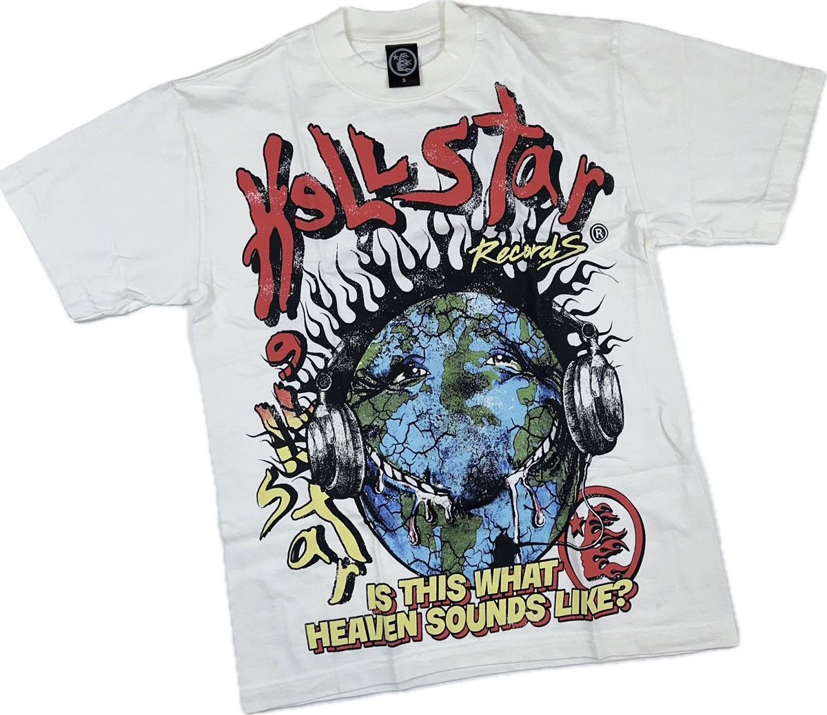 image of Hellstar Heaven On Earth T-Shirt in Cream, Men's (Size Small)