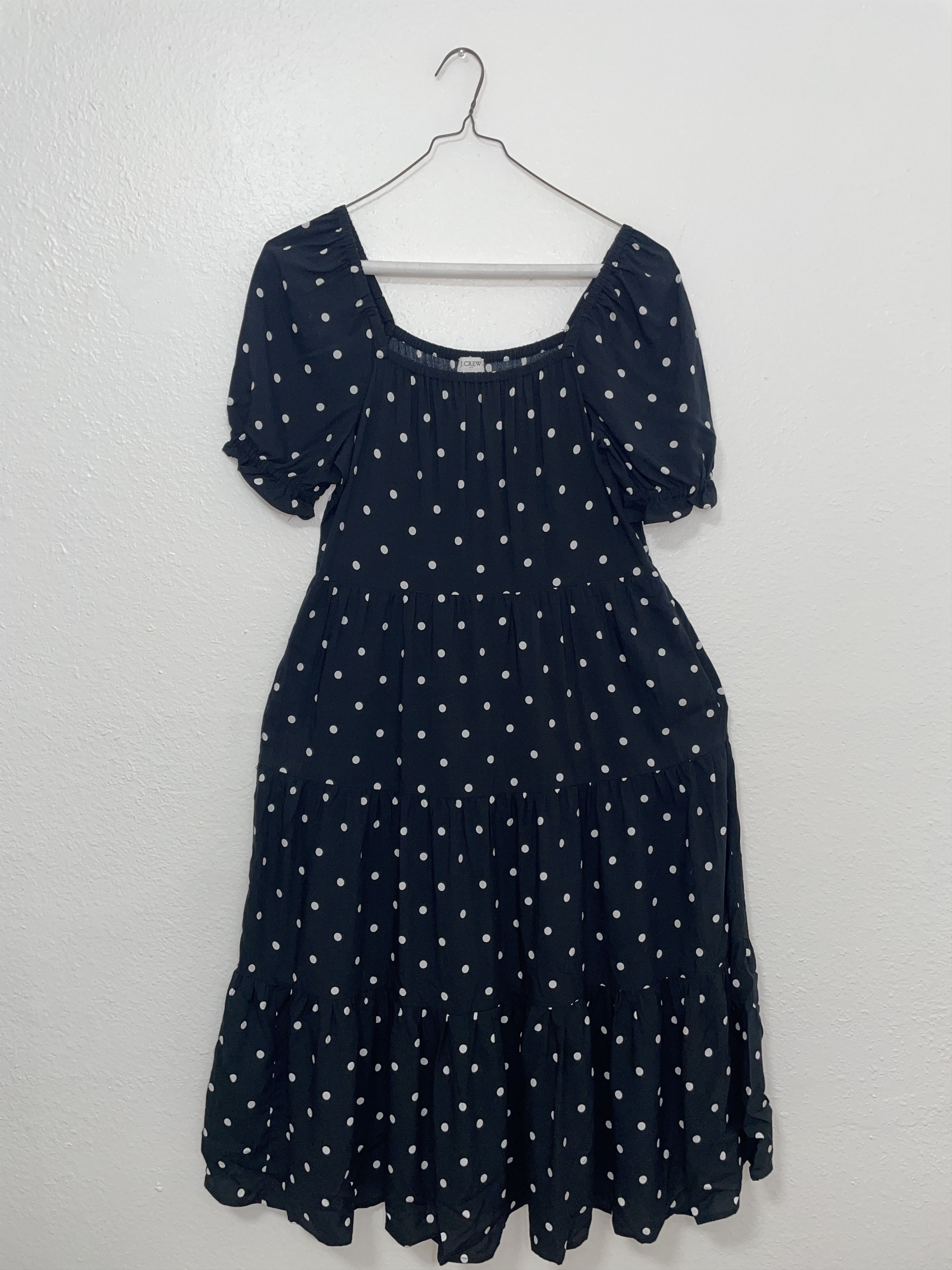 J.Crew J Crew XS Printed Polka Dot Flutter Sleeve Dress Navy Blue Size XS / US 0-2 / IT 36-38 - 1 Thumbnail