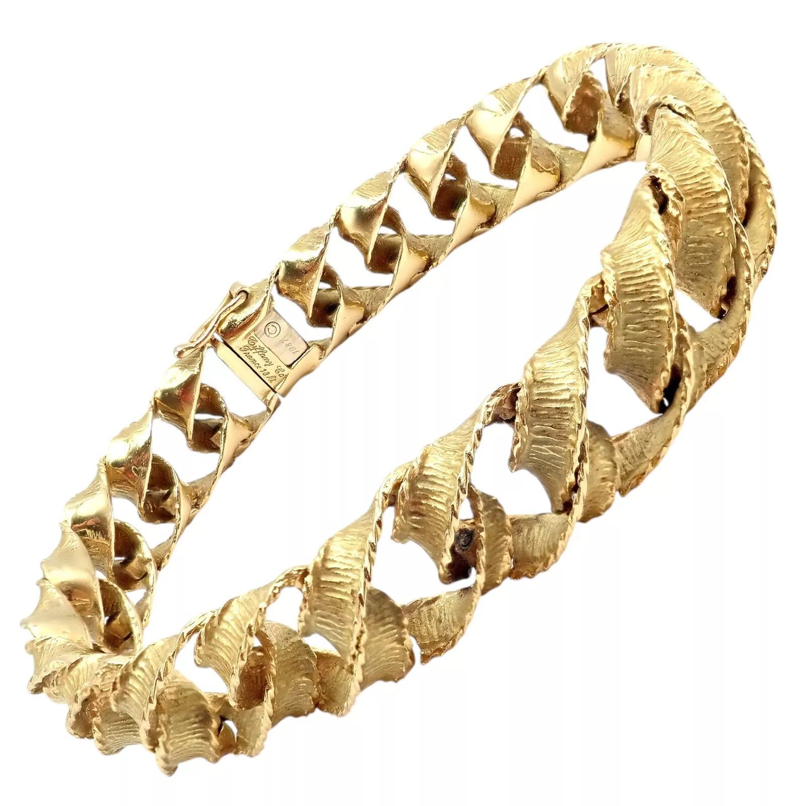 Tiffany & Co. 18k Yellow Gold France Ribbon Curb Bracelet 1987 Size ONE SIZE - 1 Thumbnail