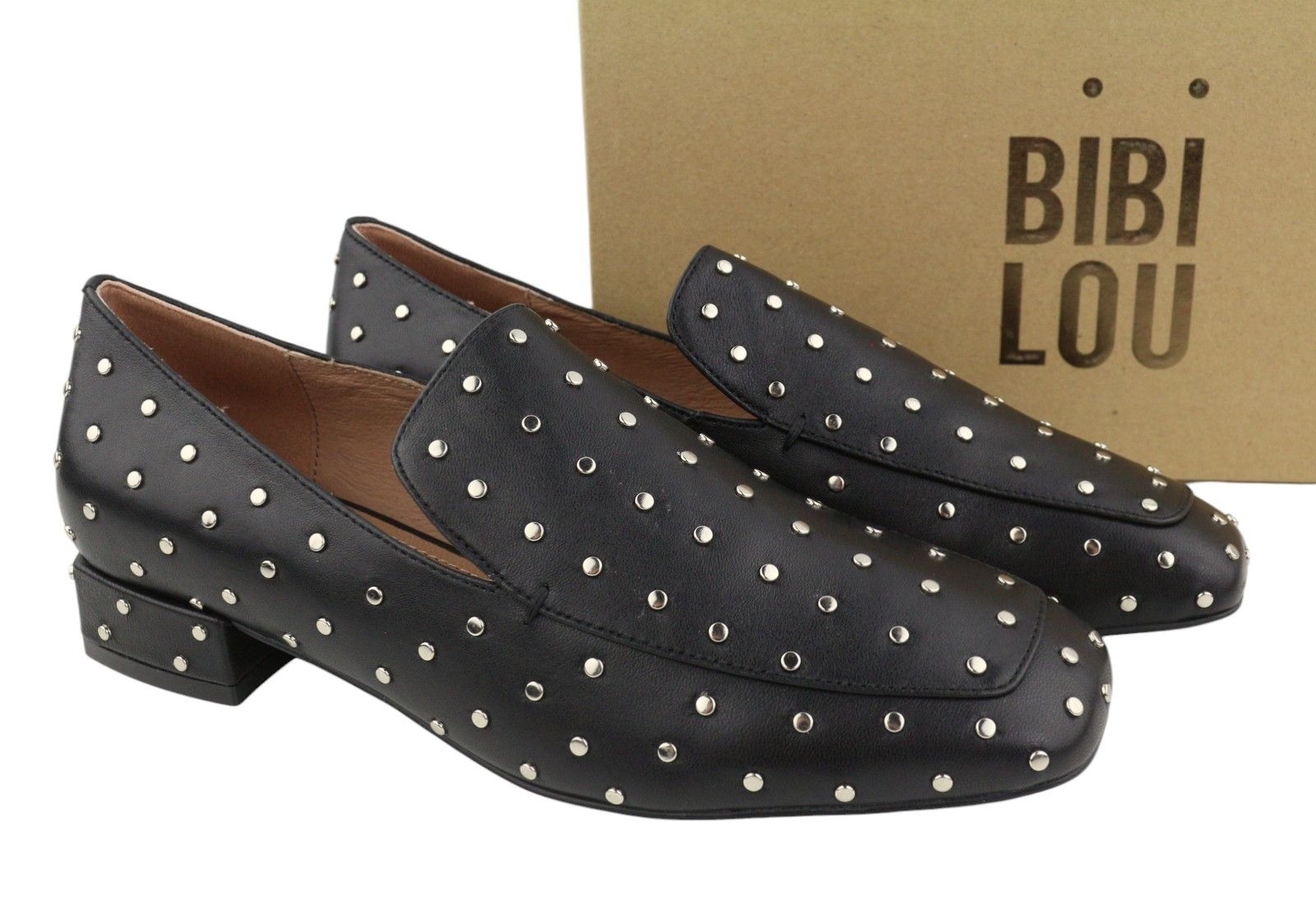 Other BIBI LOU LILIAN EU37 Black Leather Silver Studs Square 87559 Size US 6 / IT 36 - 1 Thumbnail