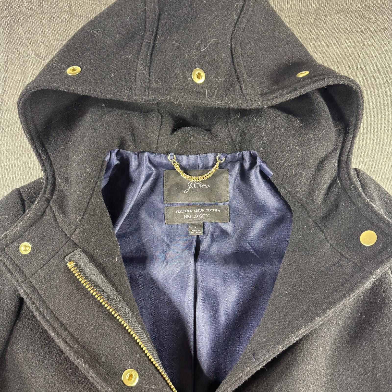 J.Crew J-Crew Coat Women's 2 Black Nello Gori Italian Stadium Wool Size XS / US 0-2 / IT 36-38 - 3 Thumbnail