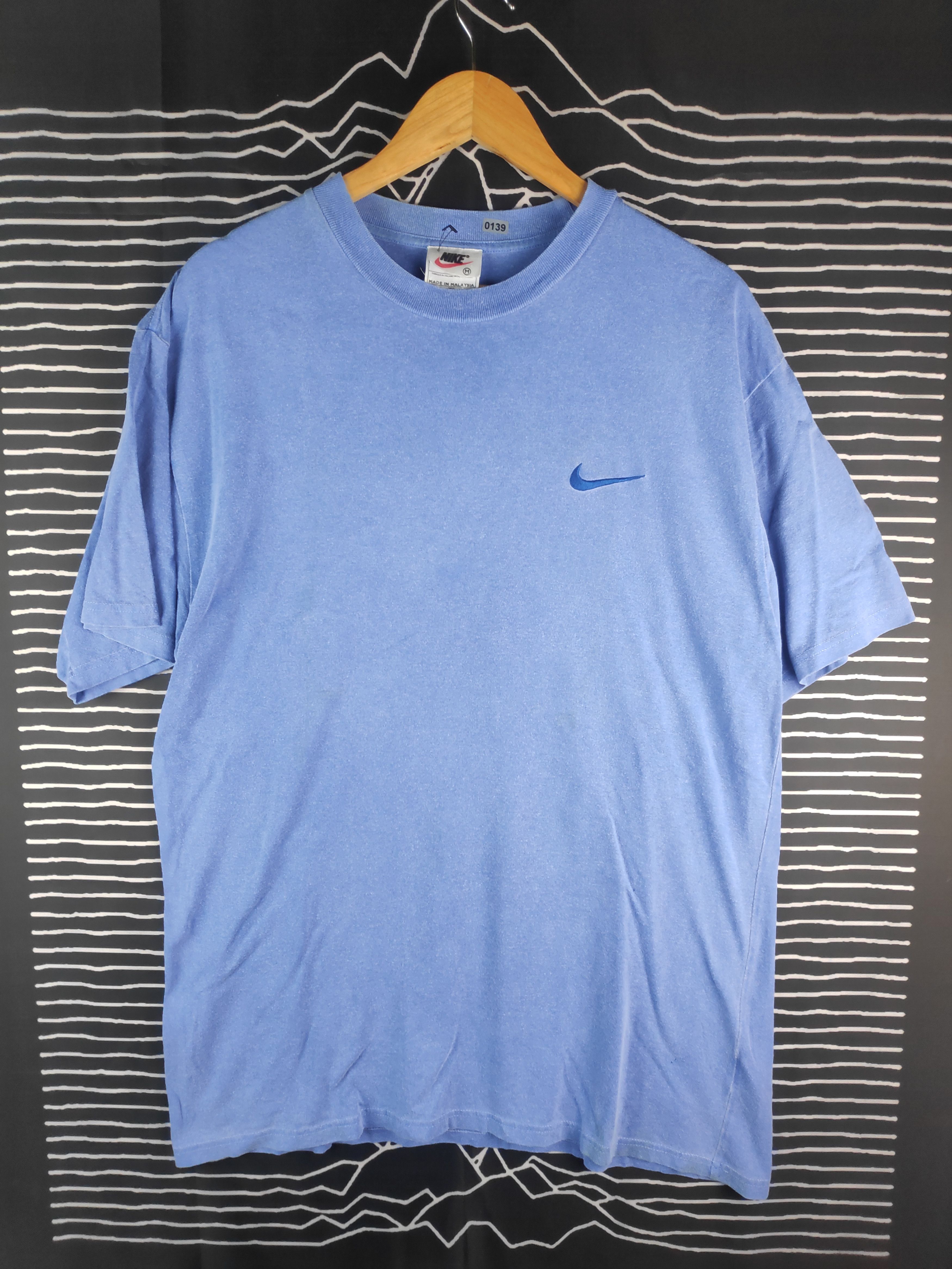 Nike × Vintage Vtg 90s Nike Swoosh Small Logo Embroided Faded Wash Tee Size US M / EU 48-50 / 2 - 1 Thumbnail