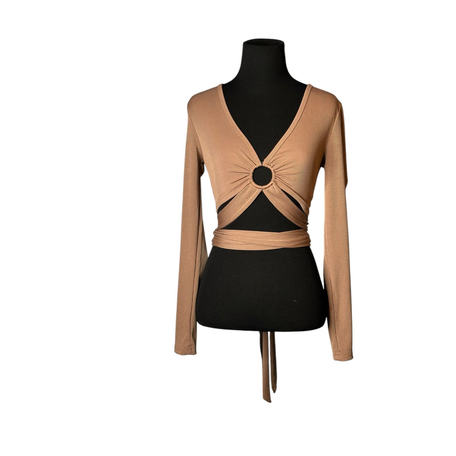 Shein Shein brown cut out ring long sleeves sexy top size XS Size XS / US 0-2 / IT 36-38 - 14 Thumbnail